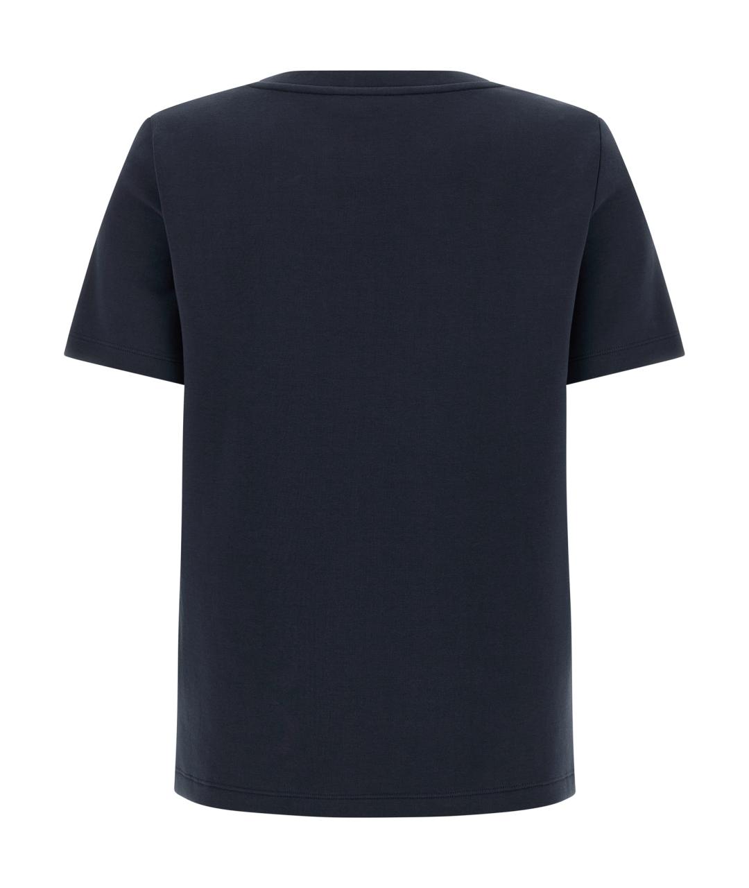 'S MAX MARA Темно-синяя хлопковая футболка, фото 2
