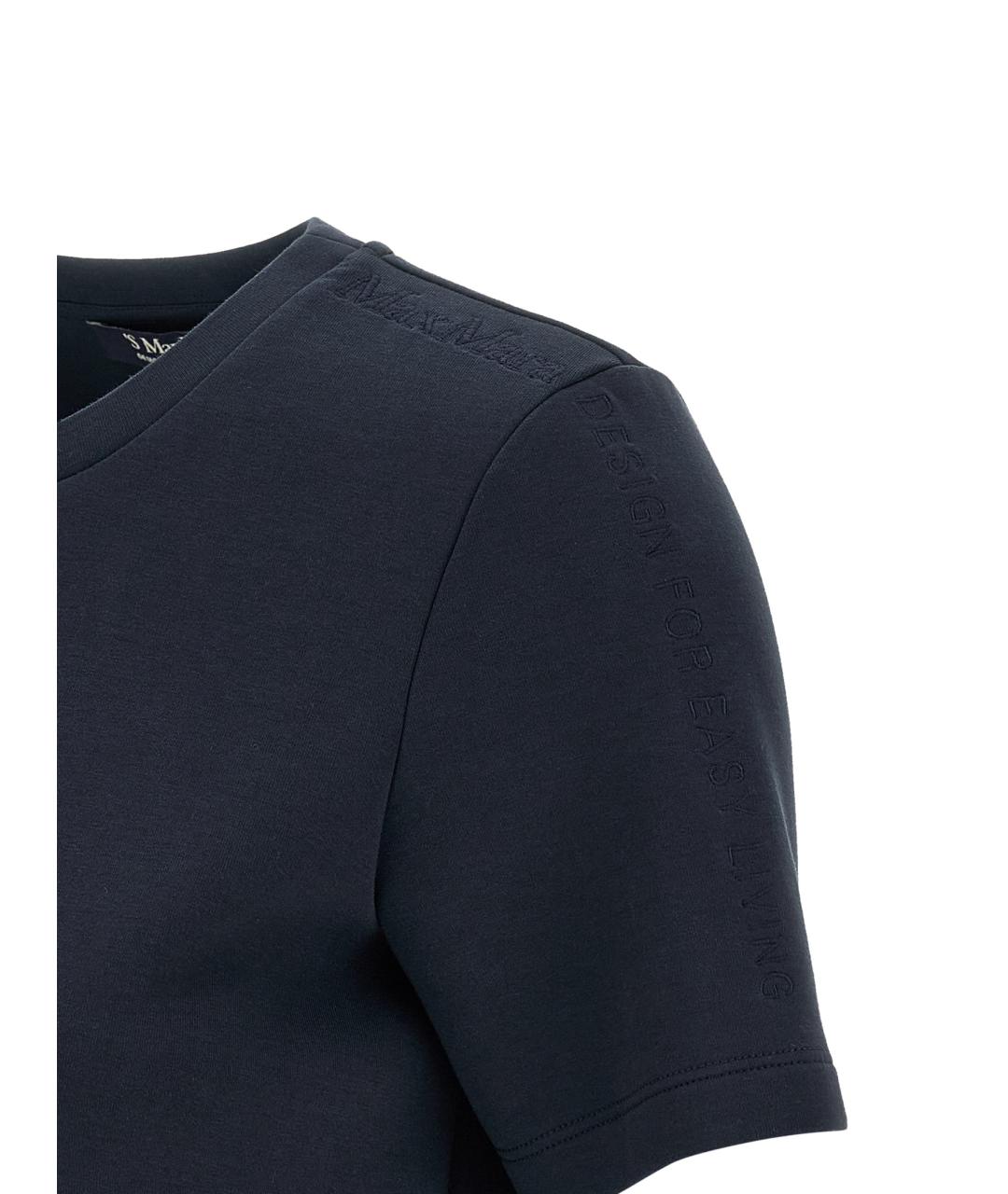 'S MAX MARA Темно-синяя хлопковая футболка, фото 4
