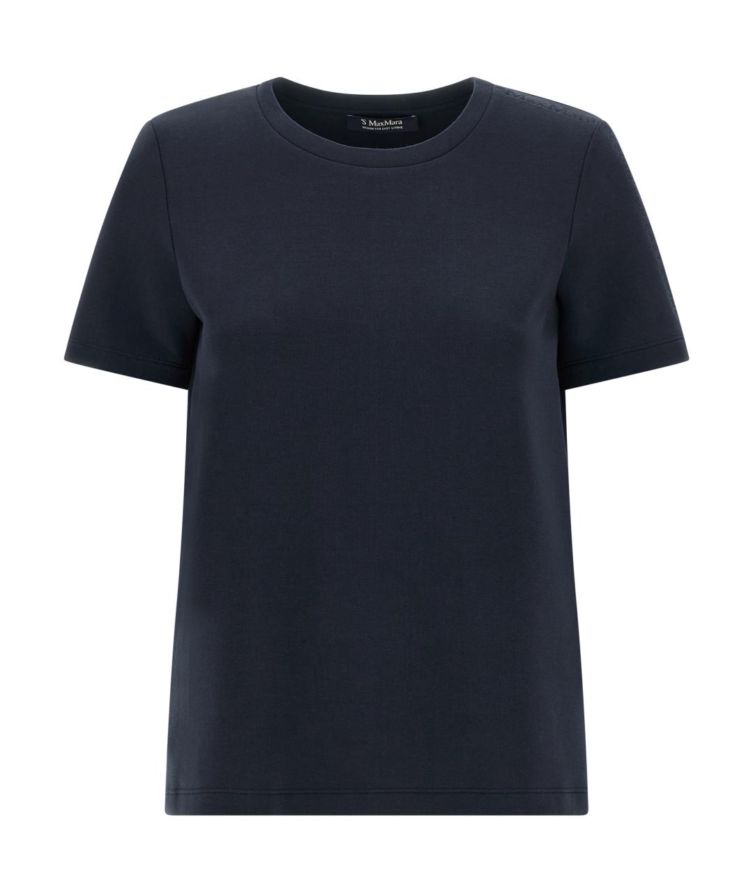 'S MAX MARA Темно-синяя хлопковая футболка, фото 1