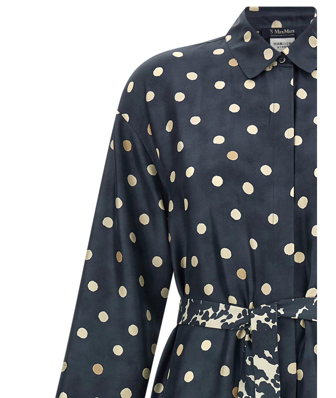 'S MAX MARA Синее шелковое повседневное платье, фото 3