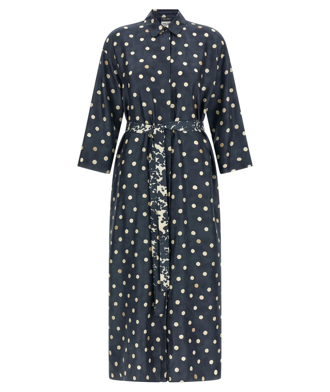 'S MAX MARA Синее шелковое повседневное платье, фото 1