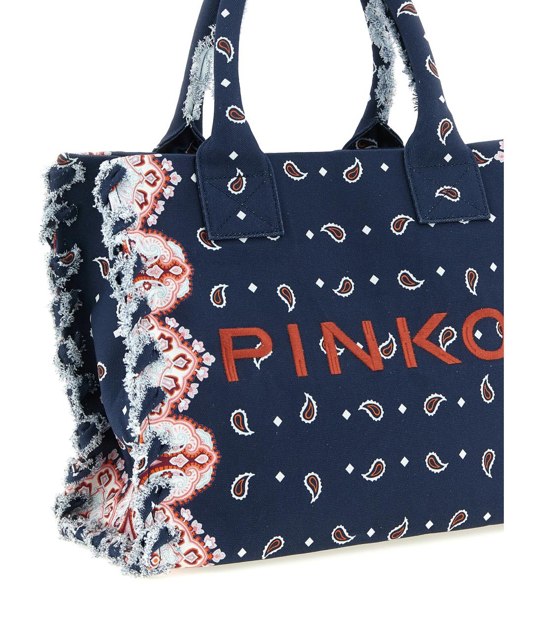 PINKO Синяя хлопковая сумка тоут, фото 3