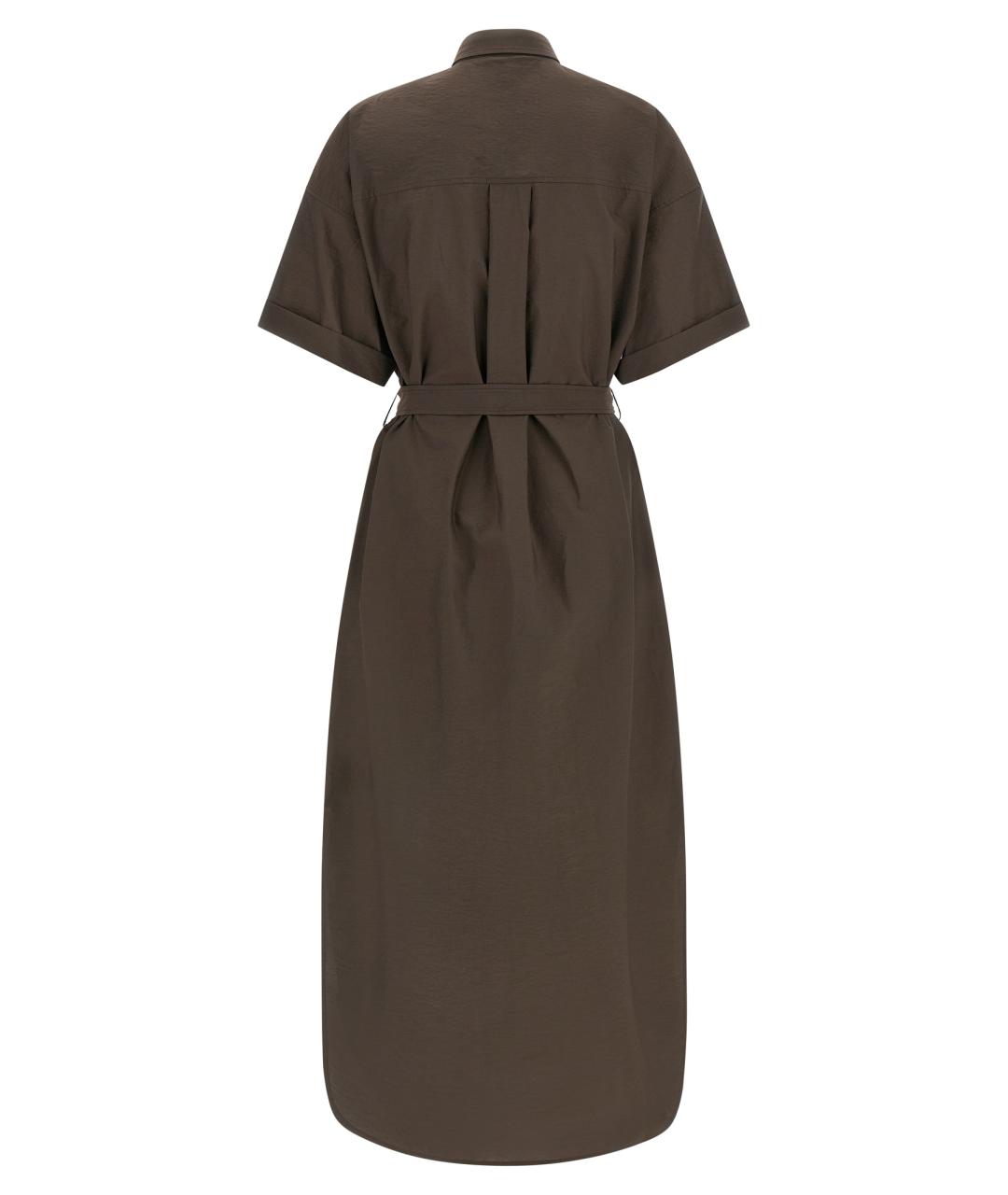 BRUNELLO CUCINELLI Коричневое хлопковое повседневное платье, фото 2