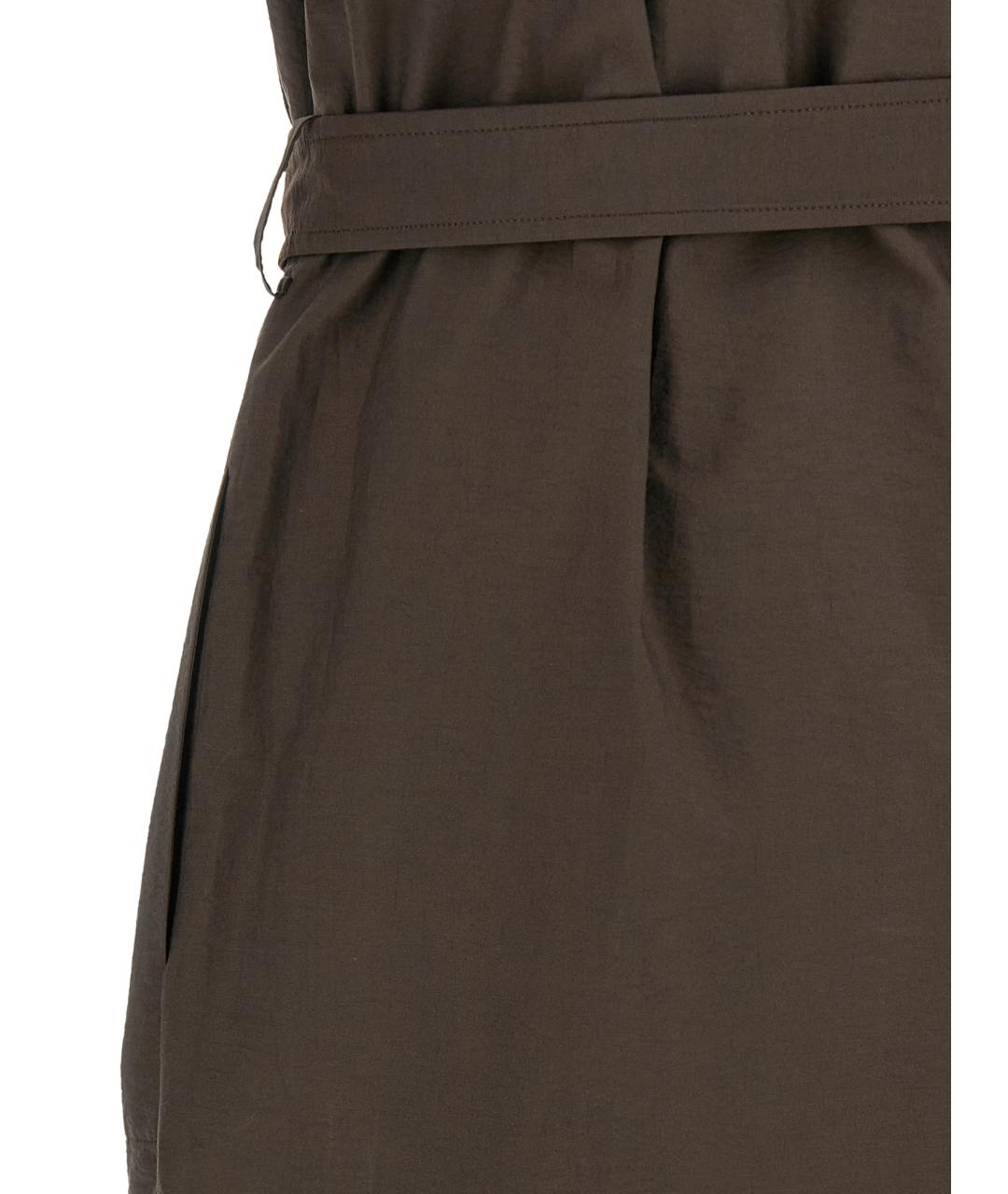BRUNELLO CUCINELLI Коричневое хлопковое повседневное платье, фото 4