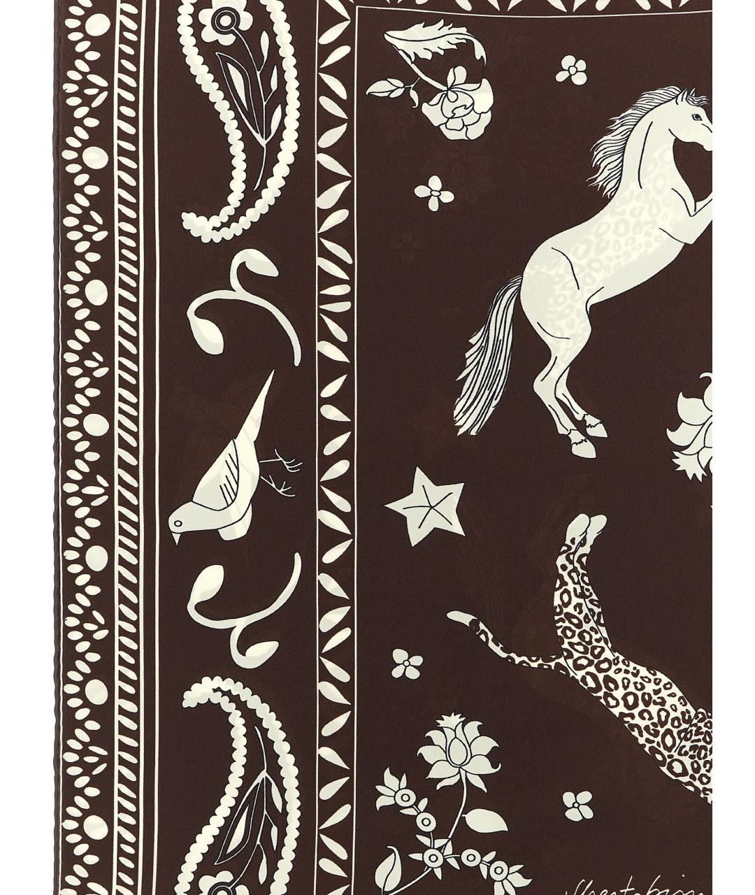 ALBERTO BIANI Коричневый шелковый шарф, фото 3