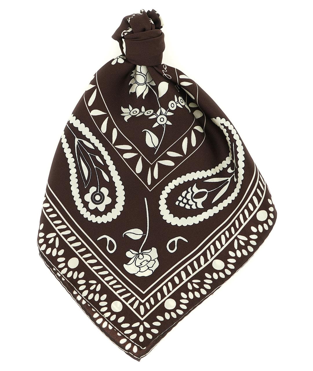 ALBERTO BIANI Коричневый шелковый шарф, фото 1