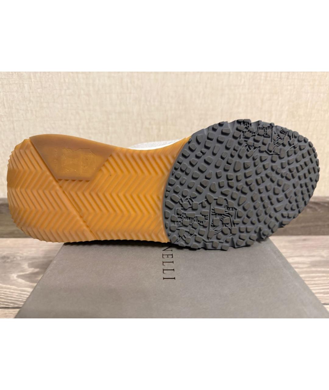 BRUNELLO CUCINELLI Серые текстильные низкие кроссовки / кеды, фото 7