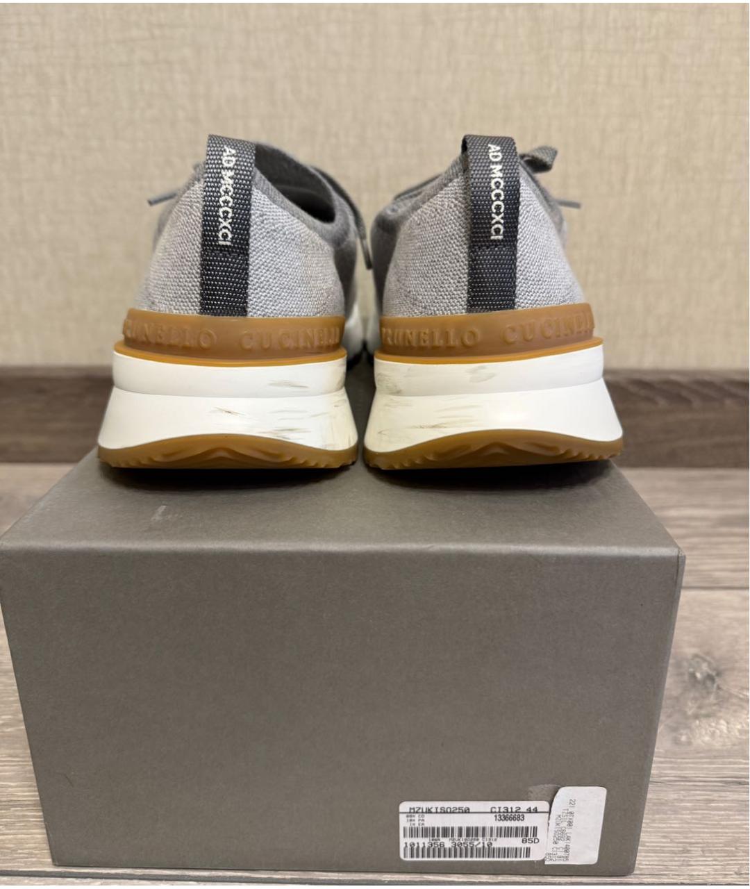 BRUNELLO CUCINELLI Серые текстильные низкие кроссовки / кеды, фото 4