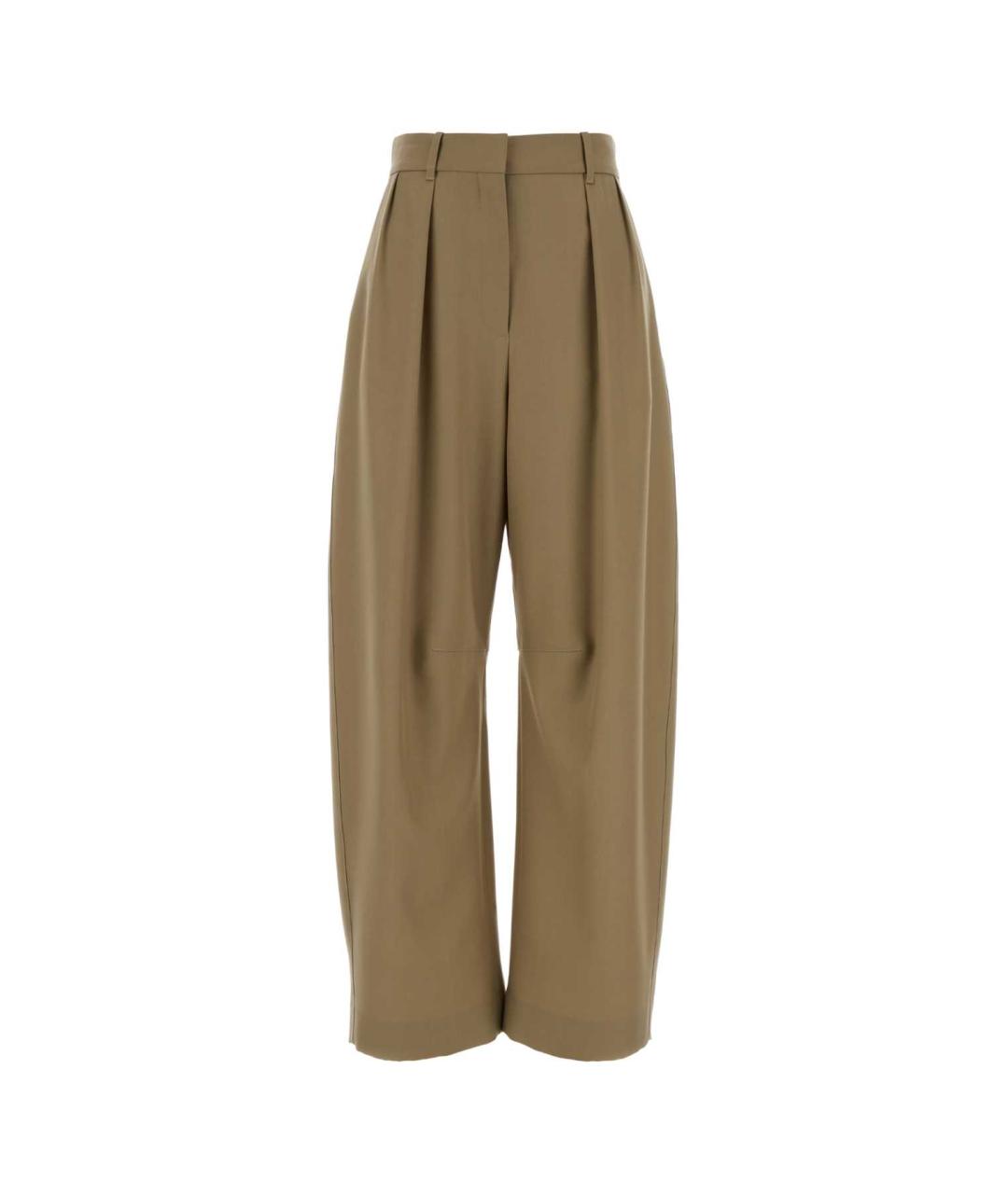 LOEWE Бежевые шерстяные прямые брюки, фото 1