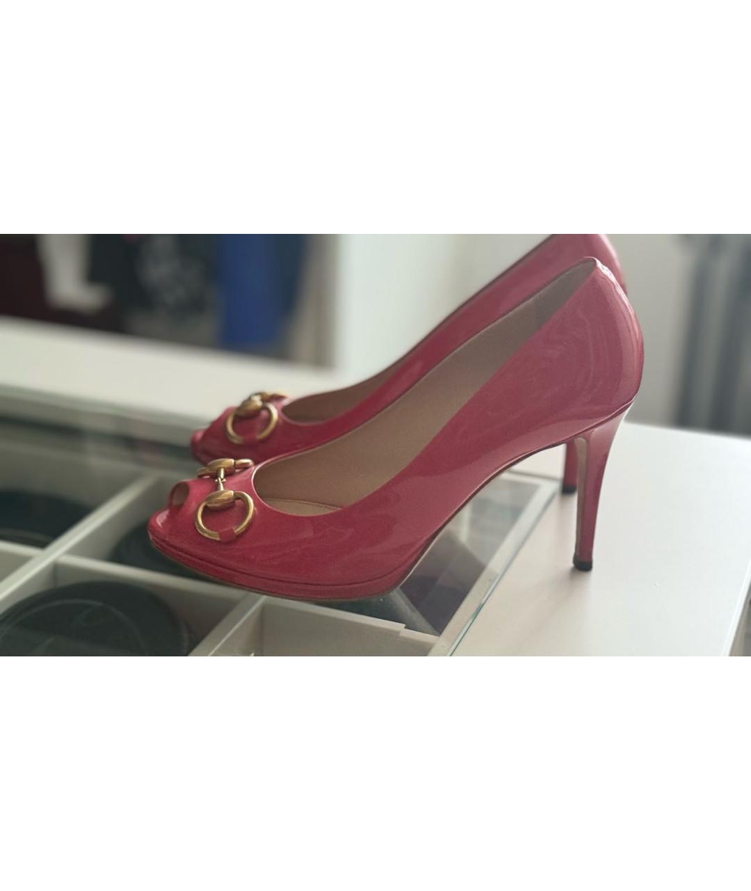 GUCCI Розовые туфли из лакированной кожи, фото 5