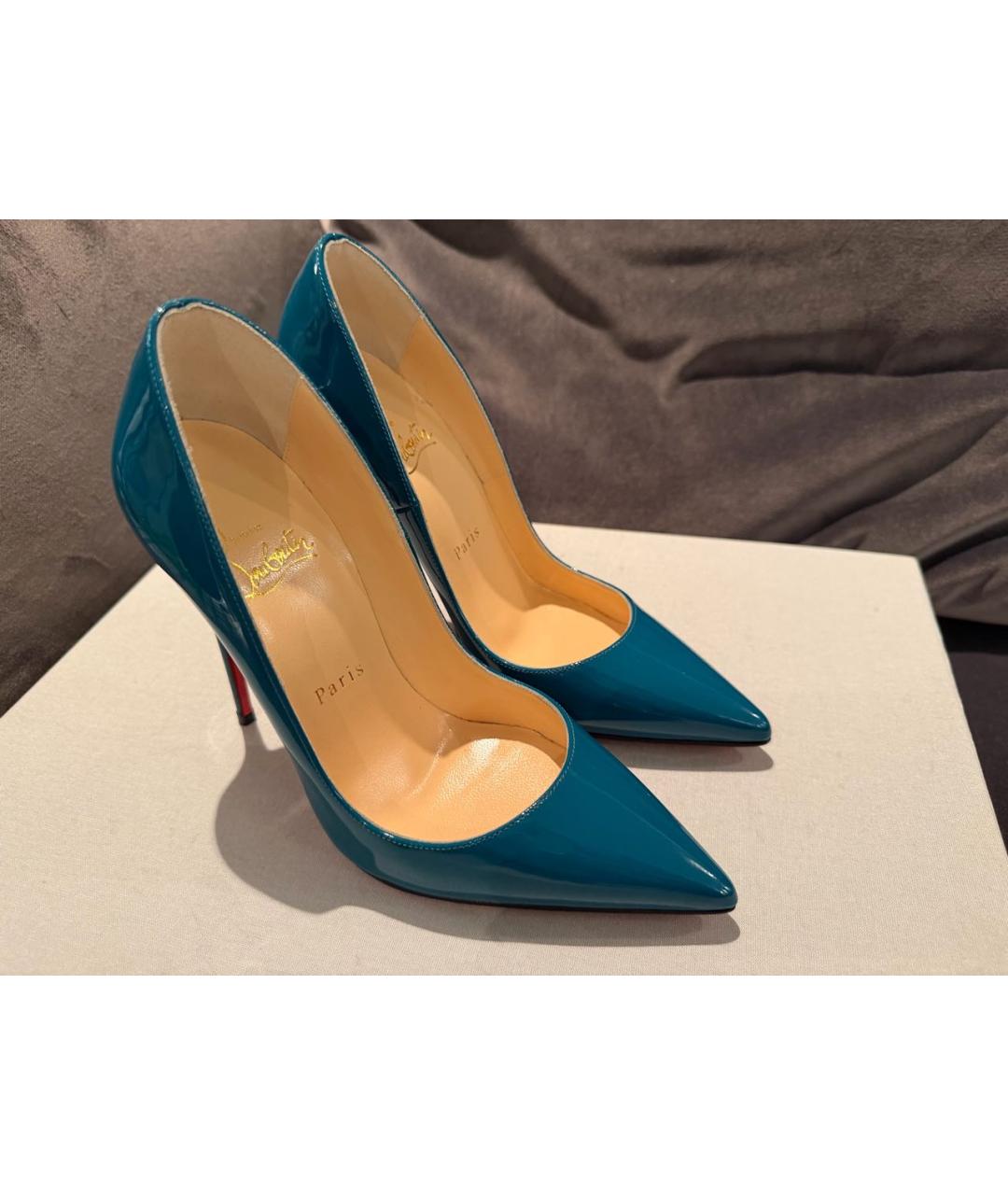 CHRISTIAN LOUBOUTIN Бирюзовые туфли из лакированной кожи, фото 5