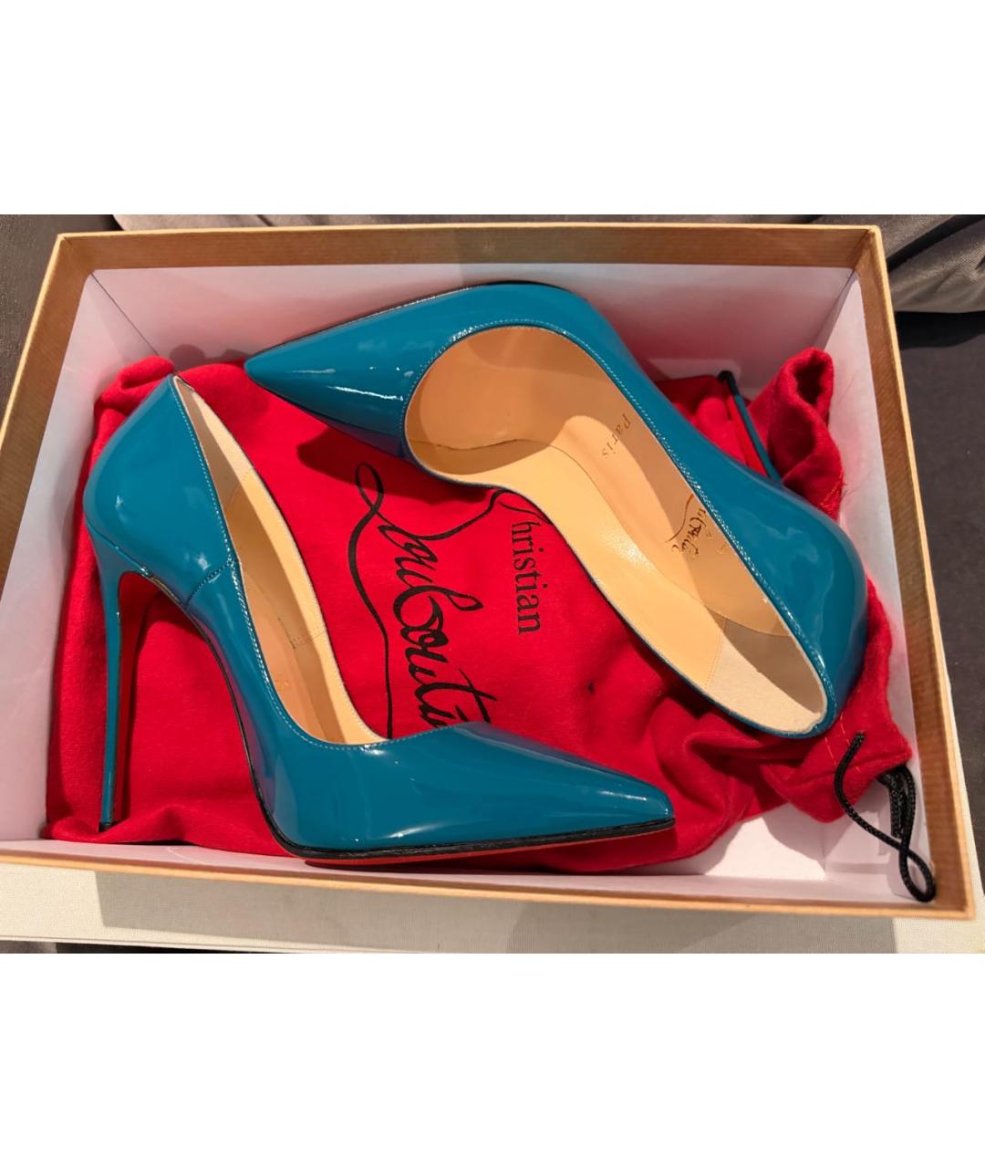CHRISTIAN LOUBOUTIN Бирюзовые туфли из лакированной кожи, фото 4