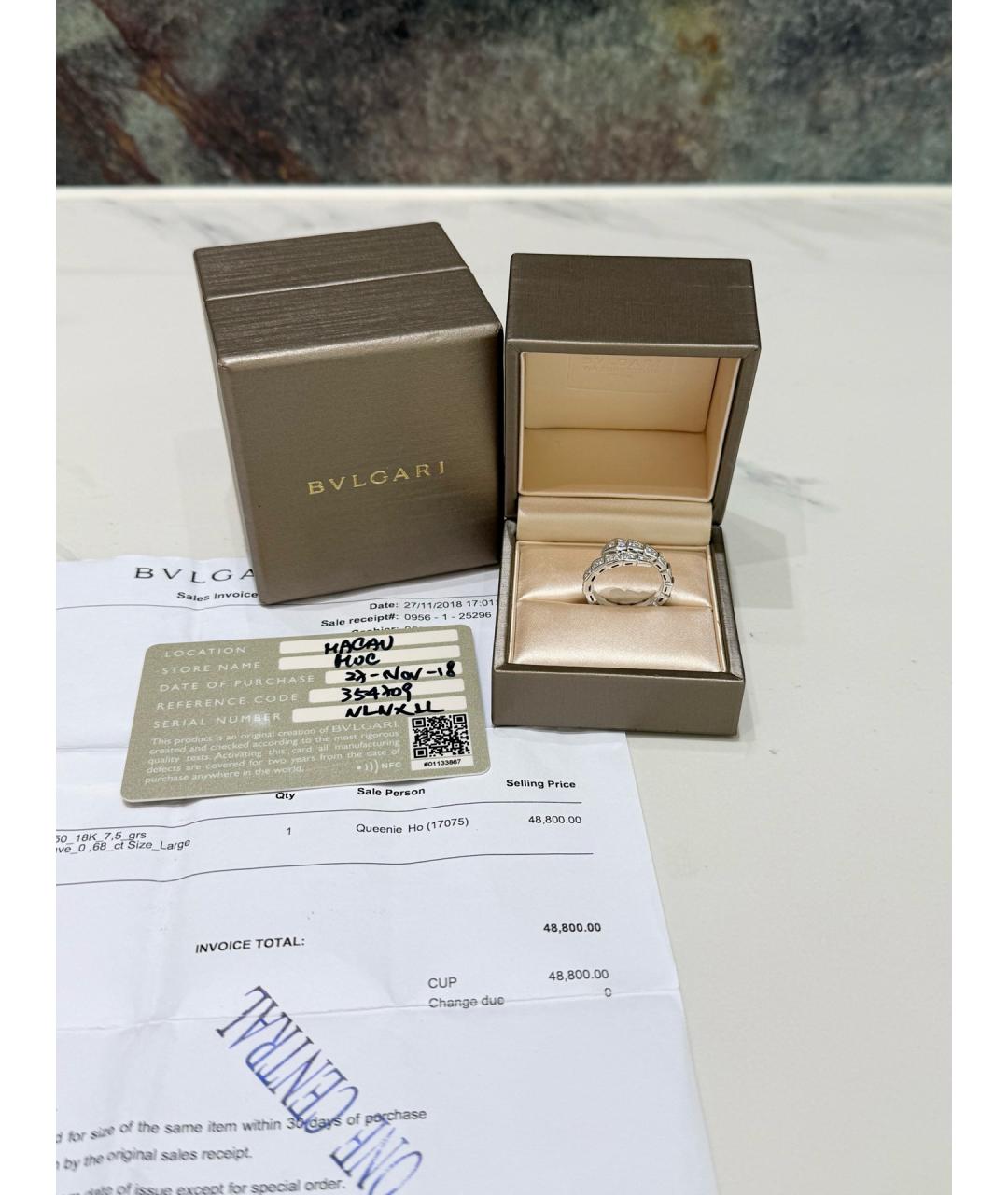 BVLGARI Серебряное кольцо из белого золота, фото 6