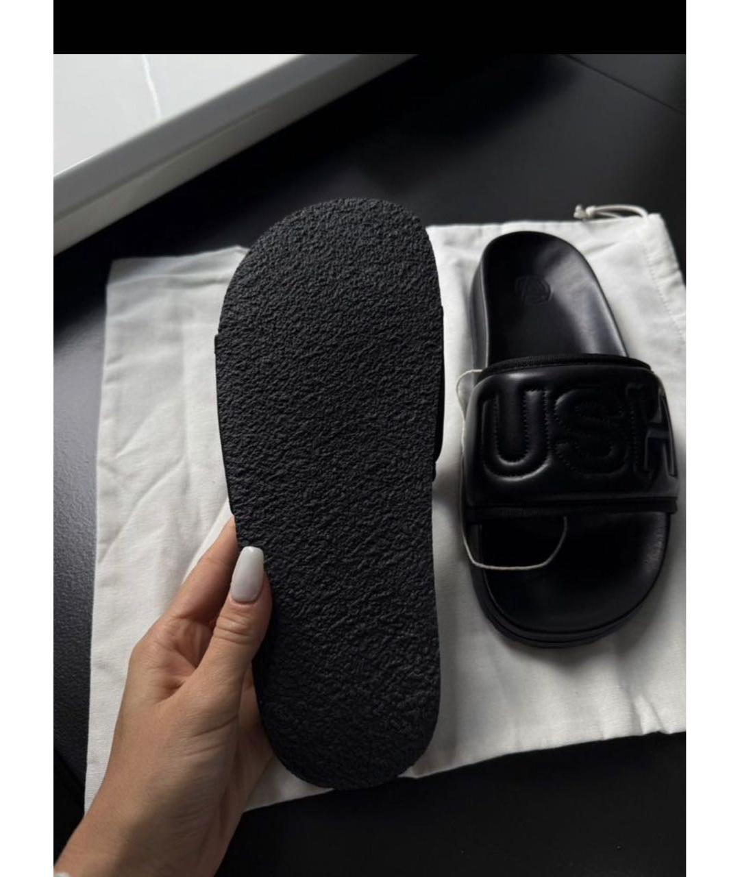 AMBUSH Черные кожаные шлепанцы, фото 5