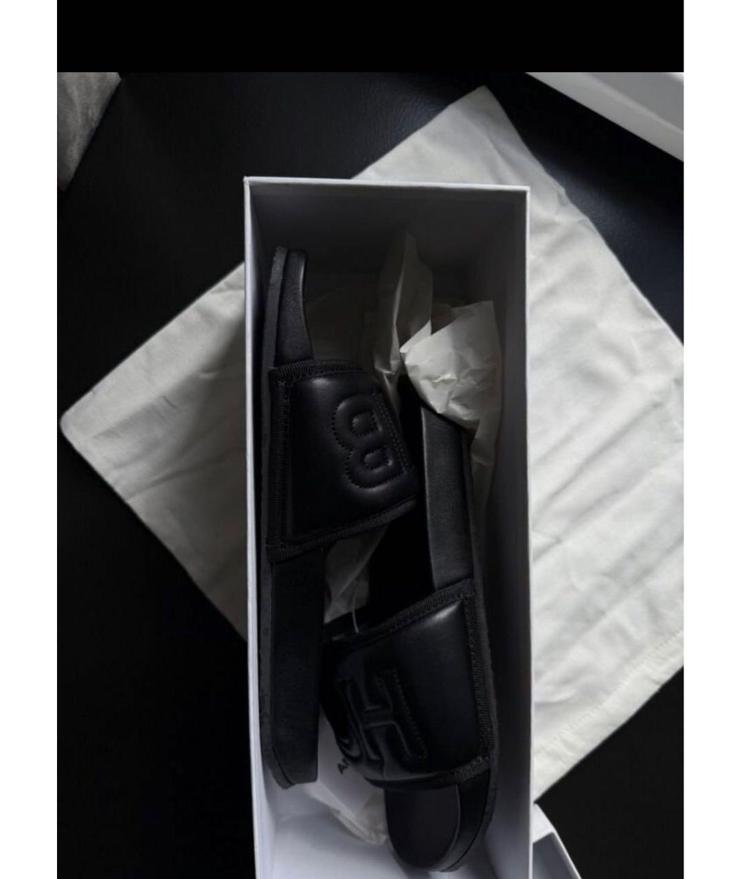 AMBUSH Черные кожаные шлепанцы, фото 6
