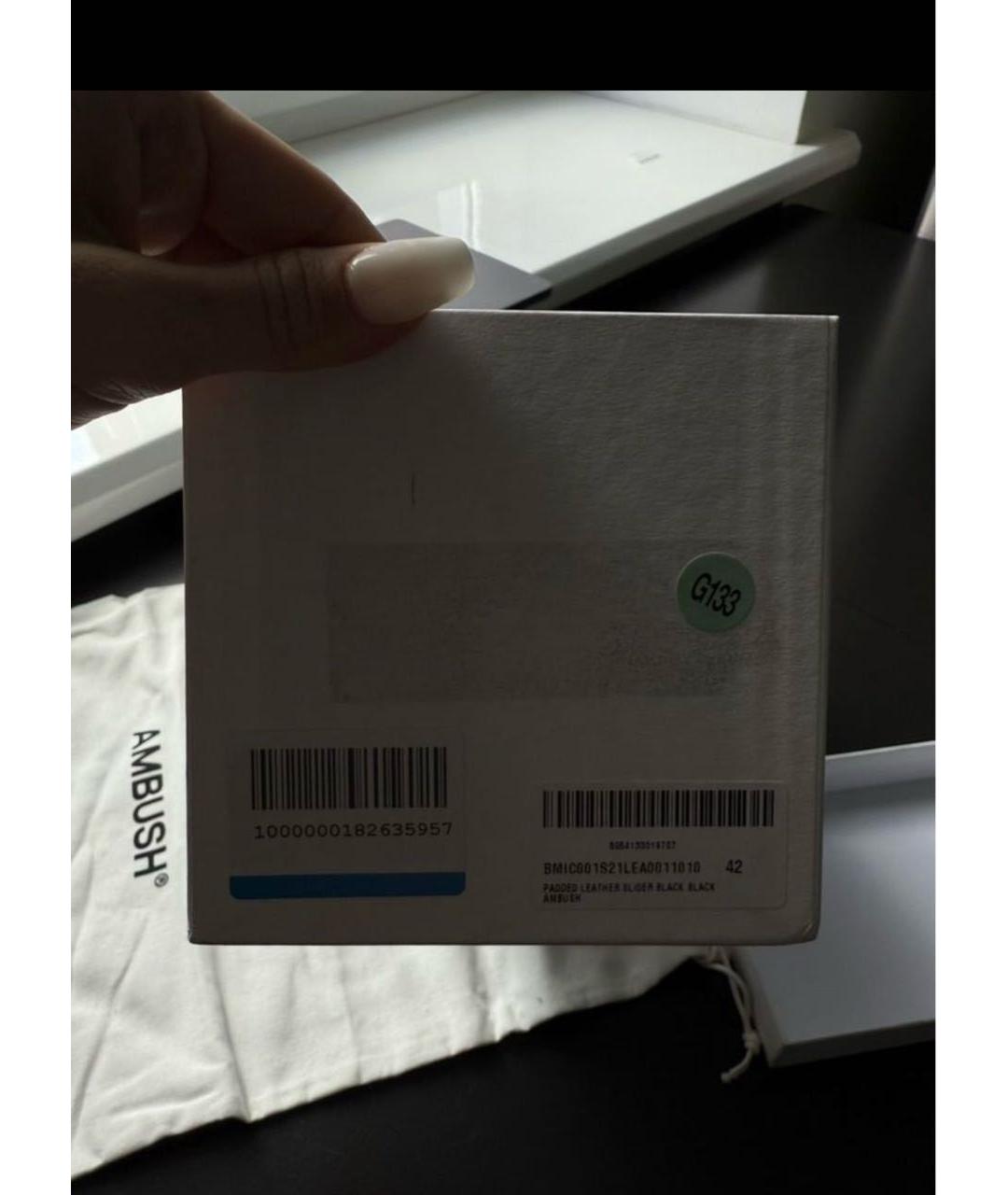 AMBUSH Черные кожаные шлепанцы, фото 7