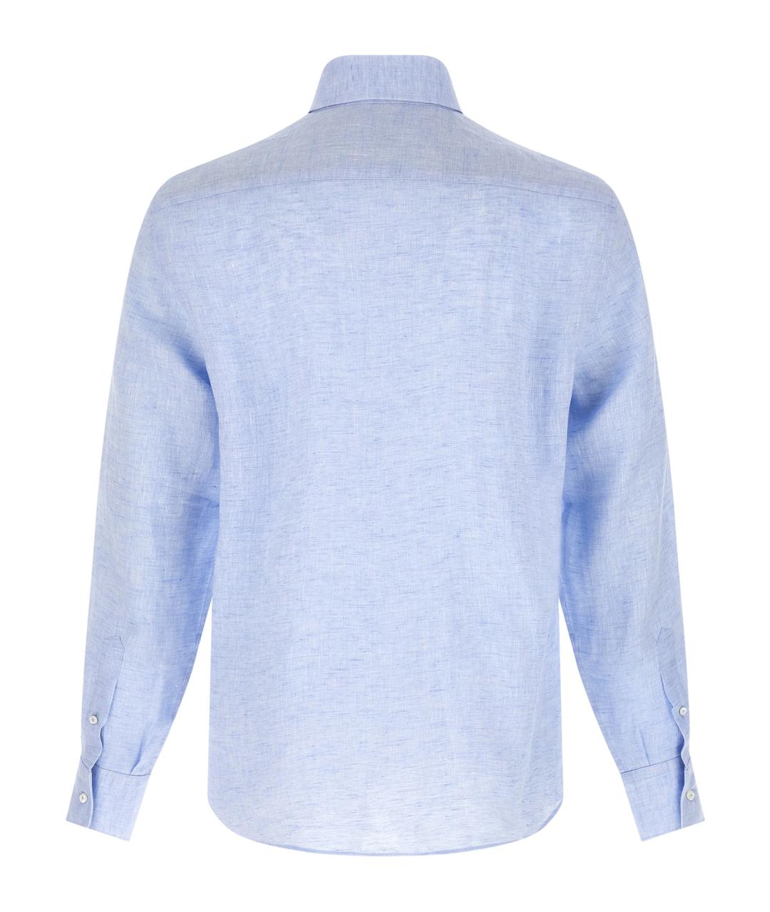 BRUNELLO CUCINELLI Голубая льняная классическая рубашка, фото 2