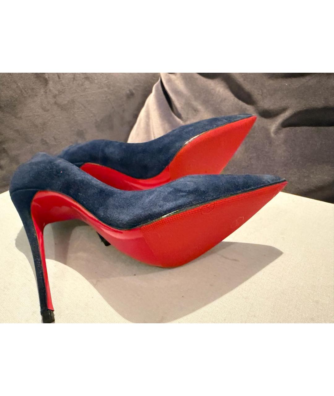 CHRISTIAN LOUBOUTIN Темно-синие замшевые туфли, фото 3
