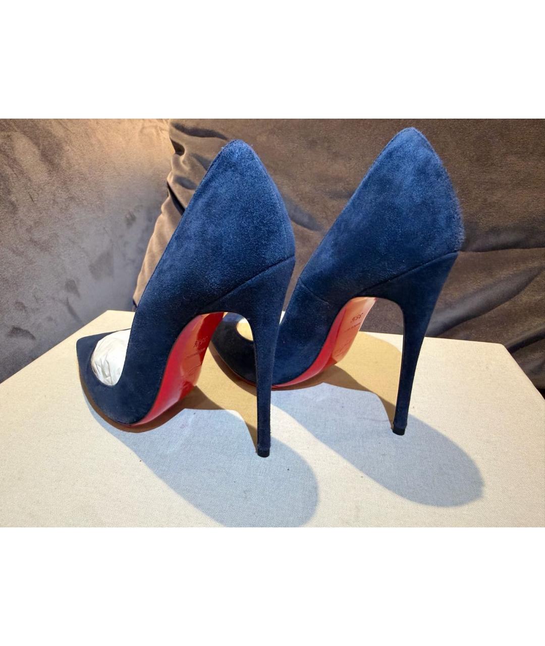 CHRISTIAN LOUBOUTIN Темно-синие замшевые туфли, фото 4