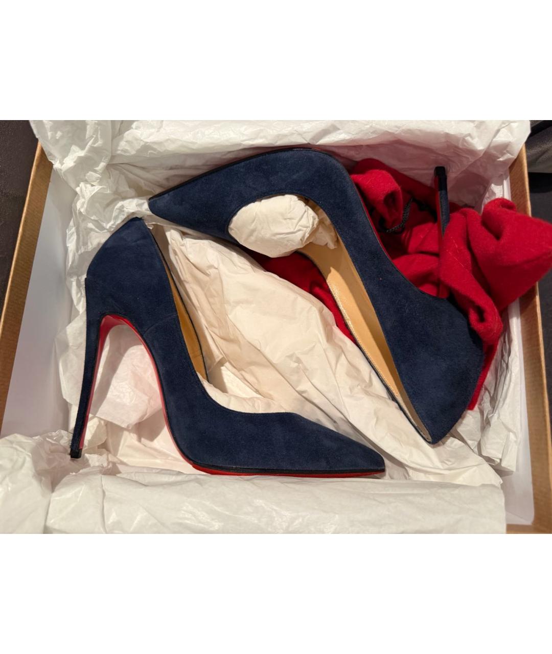 CHRISTIAN LOUBOUTIN Темно-синие замшевые туфли, фото 8