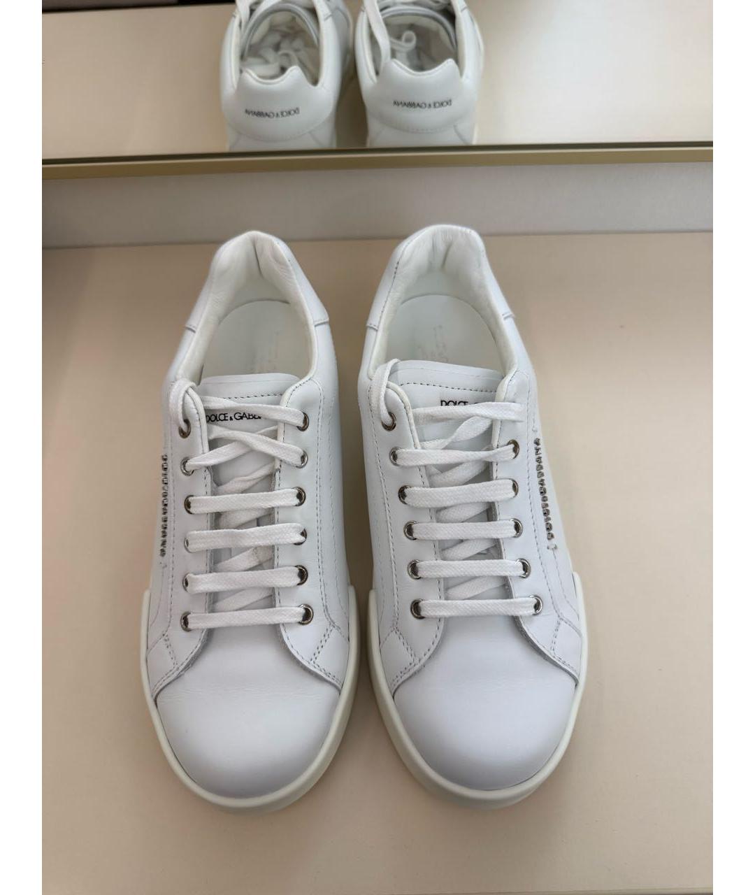 DOLCE&GABBANA Белые кожаные кеды, фото 2