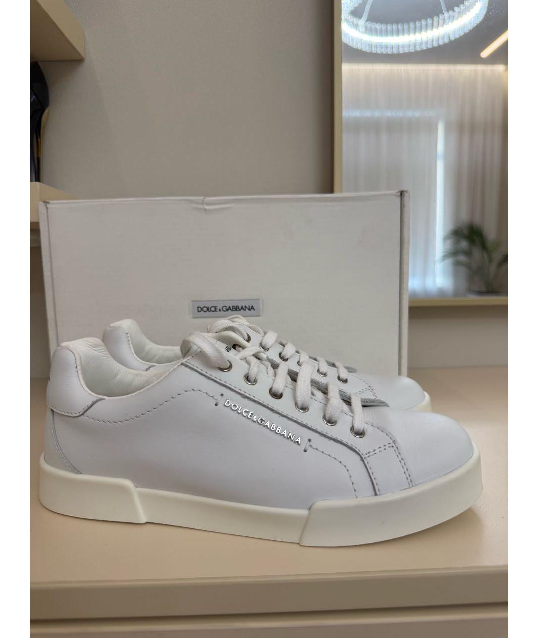 DOLCE&GABBANA Белые кожаные кеды, фото 9