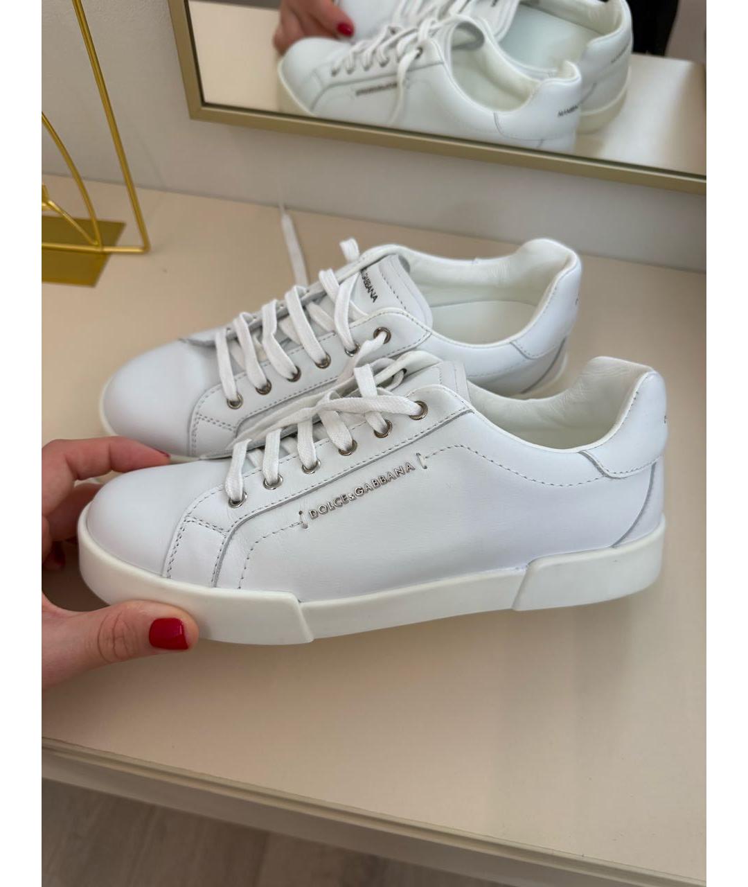 DOLCE&GABBANA Белые кожаные кеды, фото 6