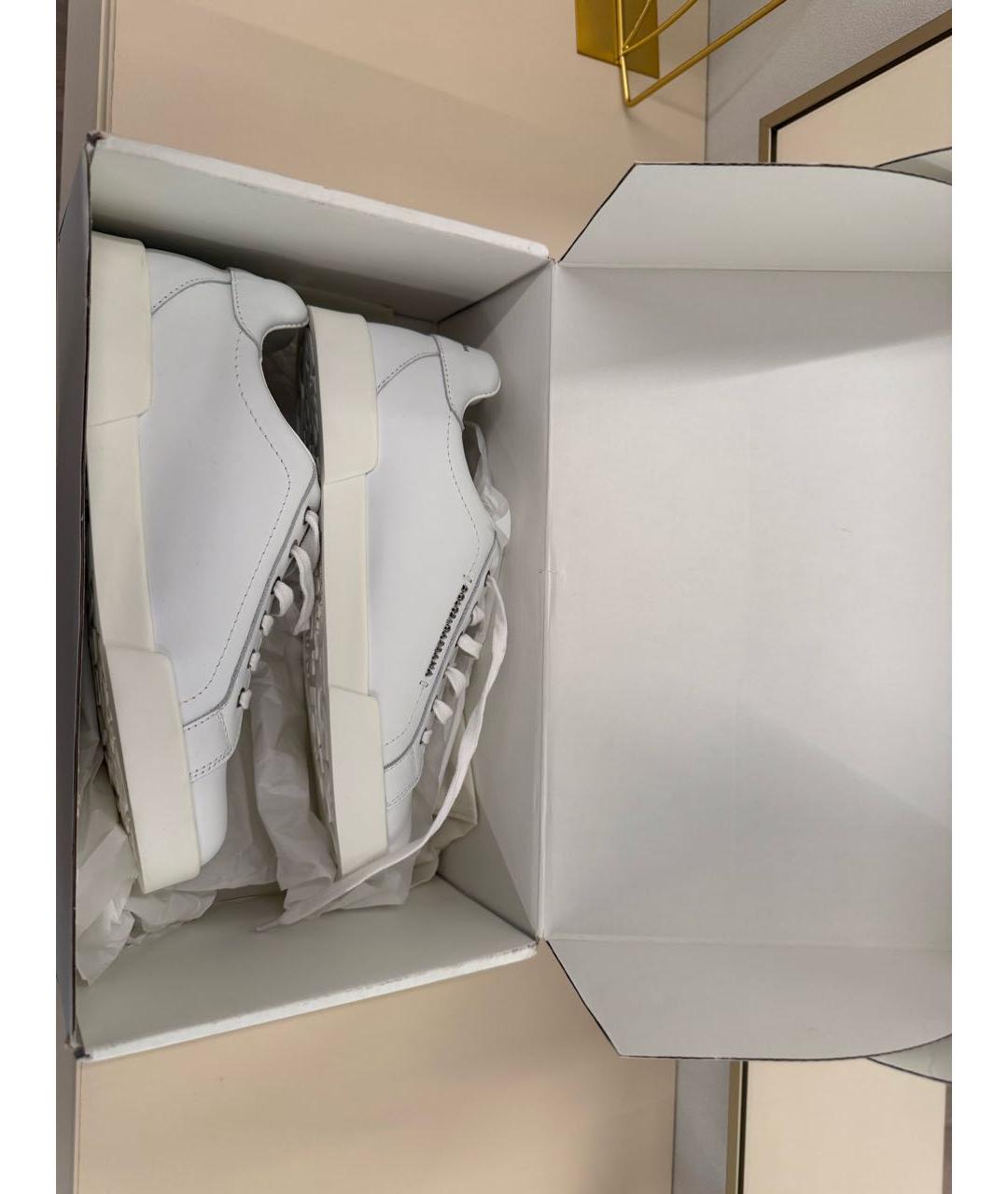 DOLCE&GABBANA Белые кожаные кеды, фото 7