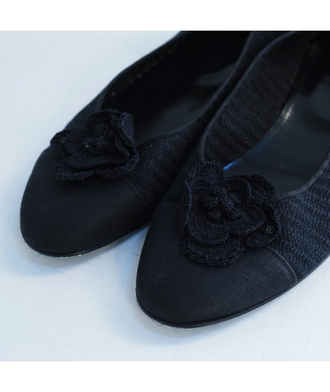 CHANEL Черные текстильные балетки, фото 3