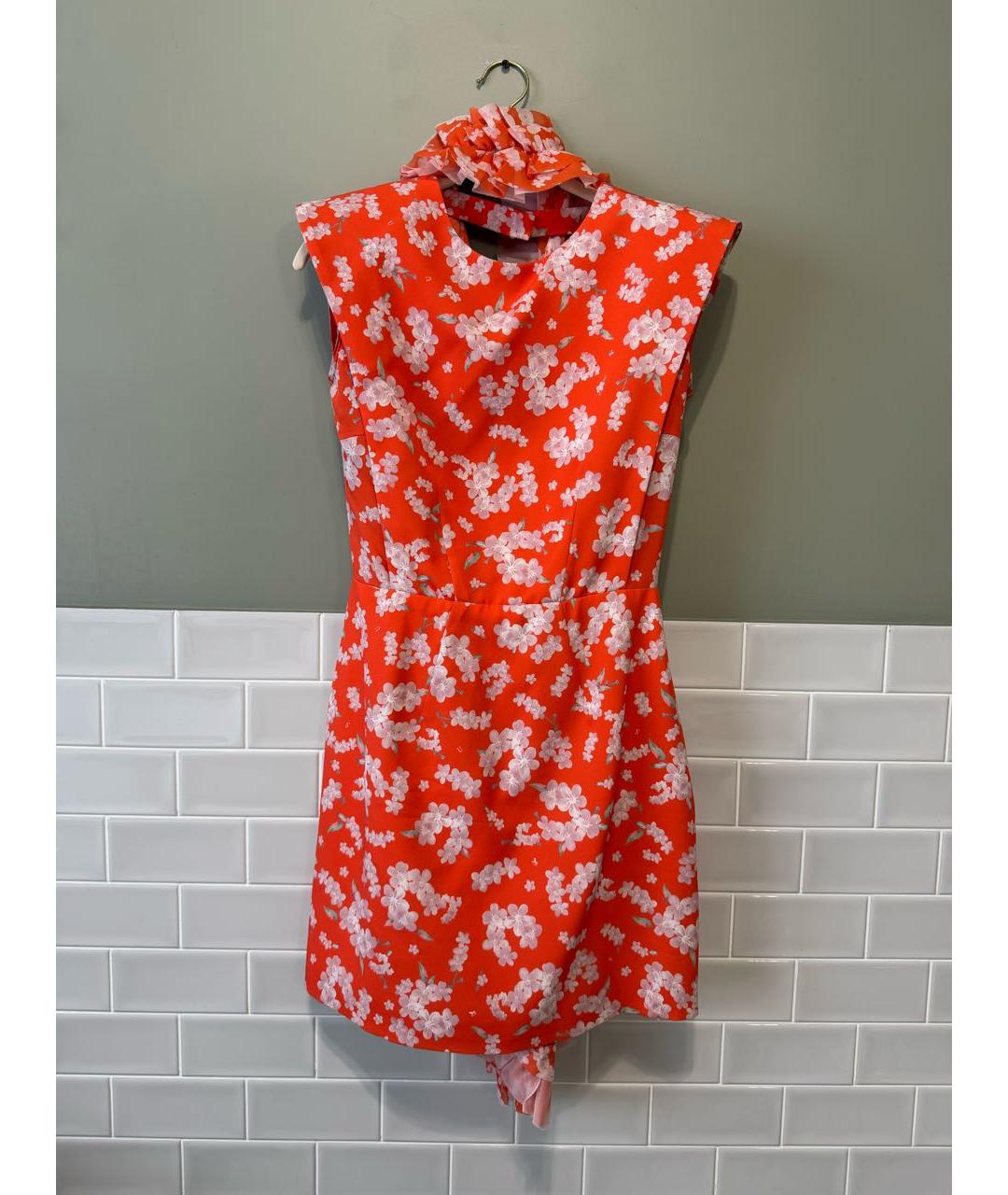 ULYANA SERGEENKO Оранжевое шелковое коктейльное платье, фото 8