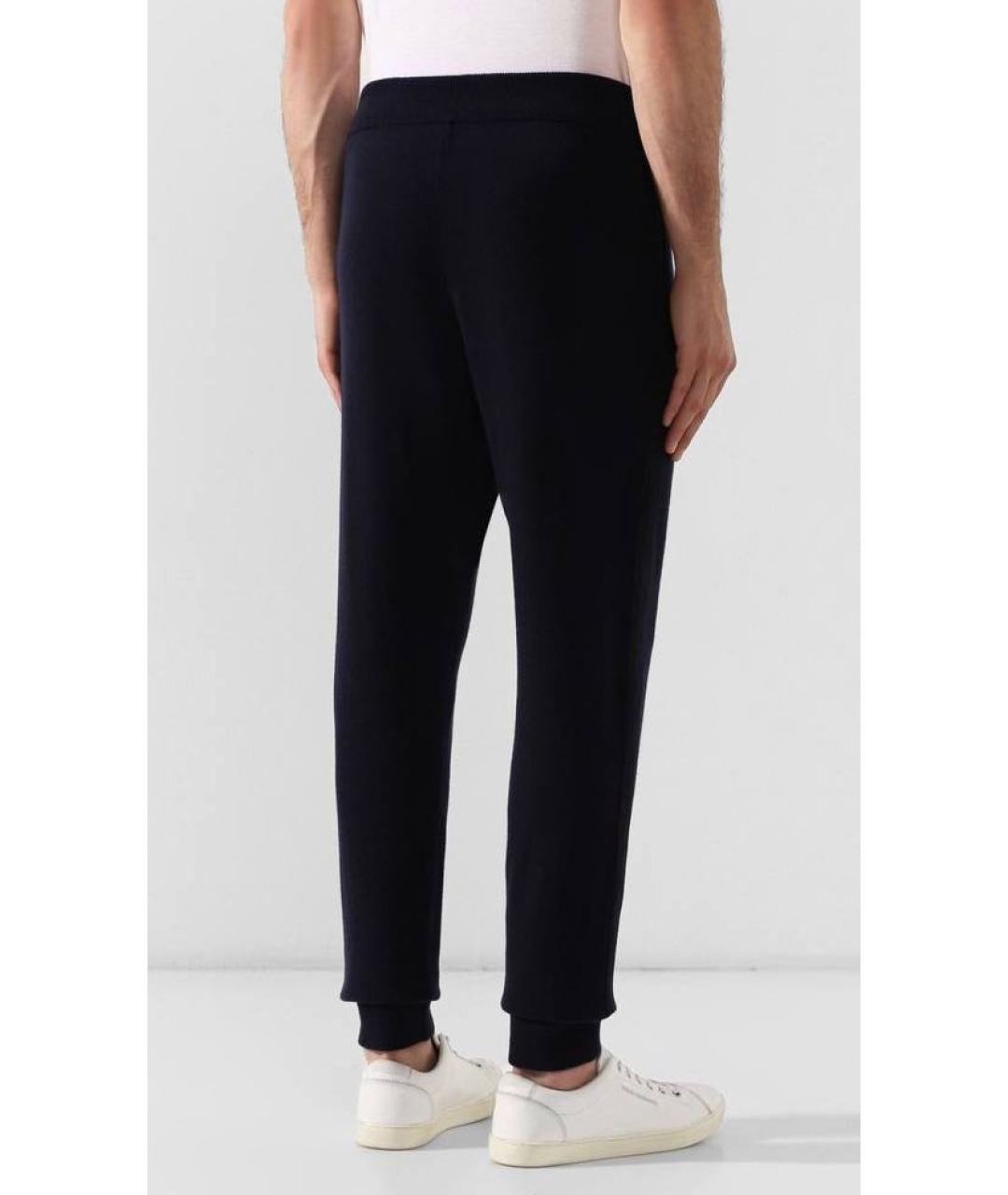 RALPH LAUREN PURPLE LABEL Темно-синие шерстяные повседневные брюки, фото 2