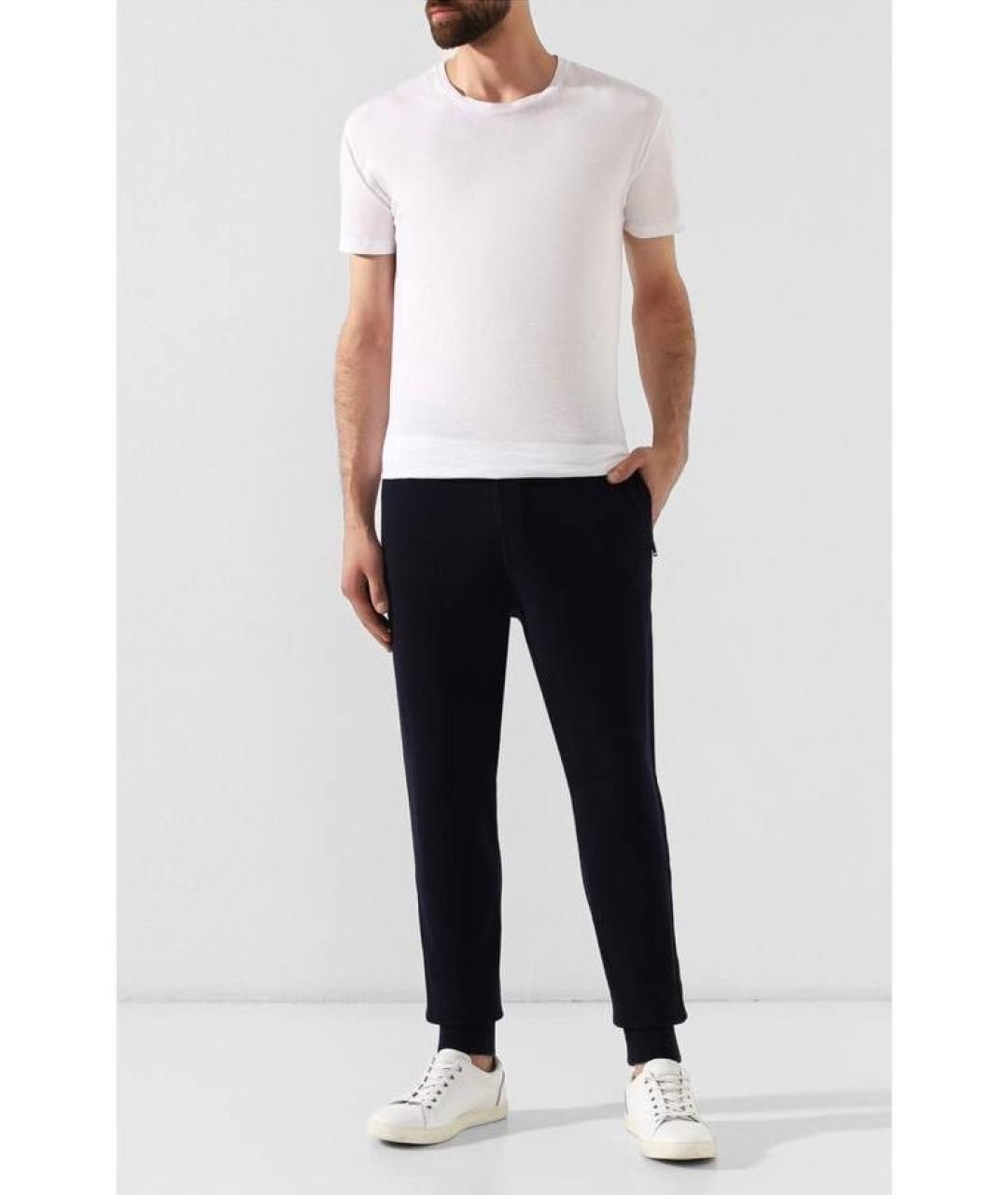 RALPH LAUREN PURPLE LABEL Темно-синие шерстяные повседневные брюки, фото 4