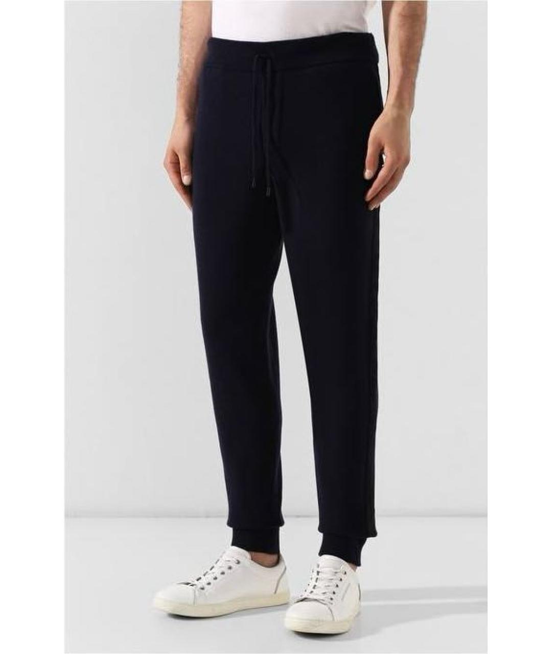 RALPH LAUREN PURPLE LABEL Темно-синие шерстяные повседневные брюки, фото 5