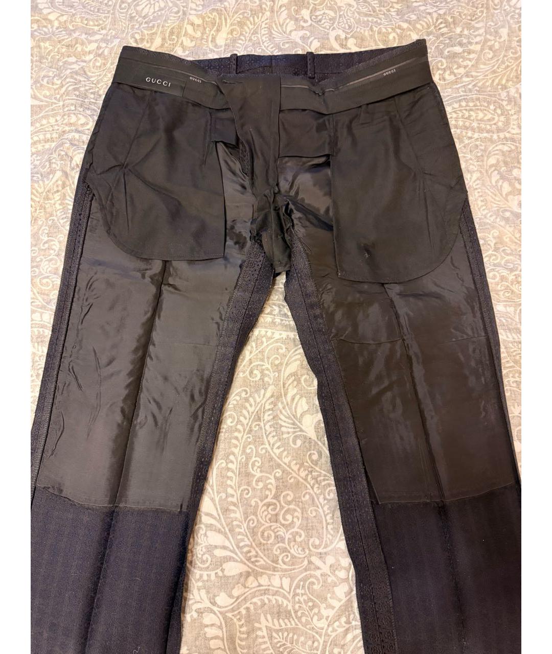 GUCCI Темно-синие вискозные брюки чинос, фото 3