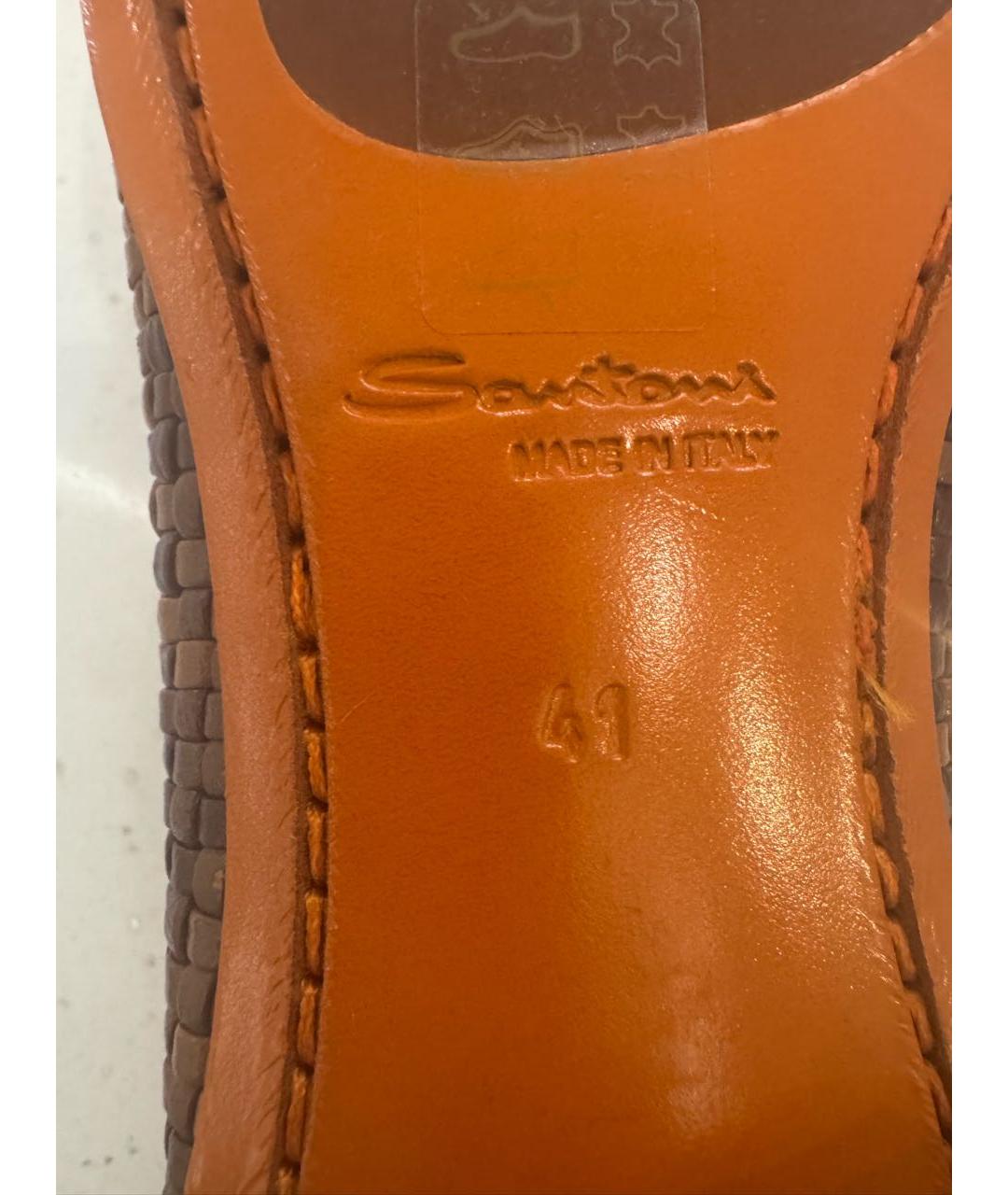 SANTONI Коричневые кожаные лоферы, фото 6