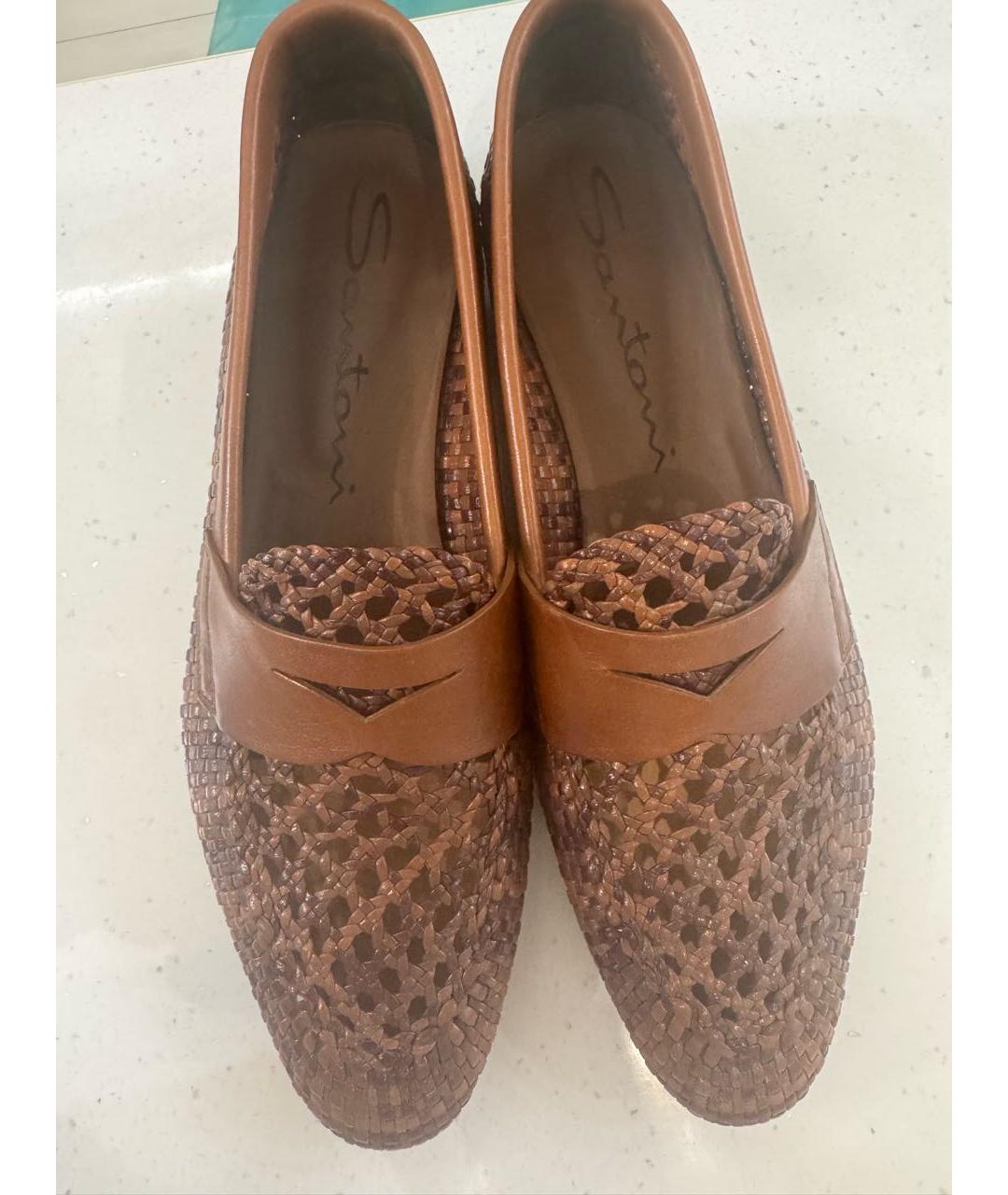 SANTONI Коричневые кожаные лоферы, фото 3