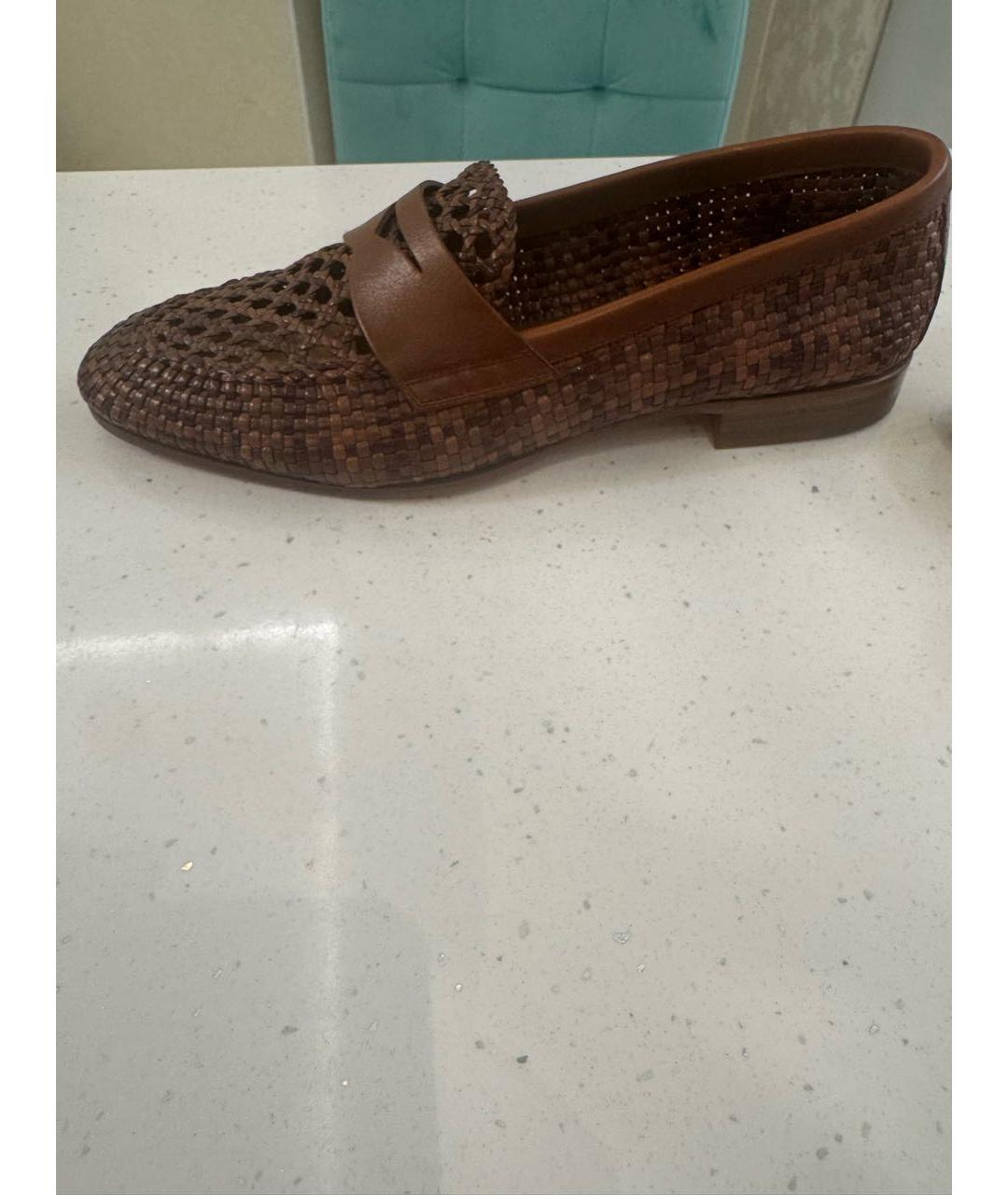 SANTONI Коричневые кожаные лоферы, фото 5