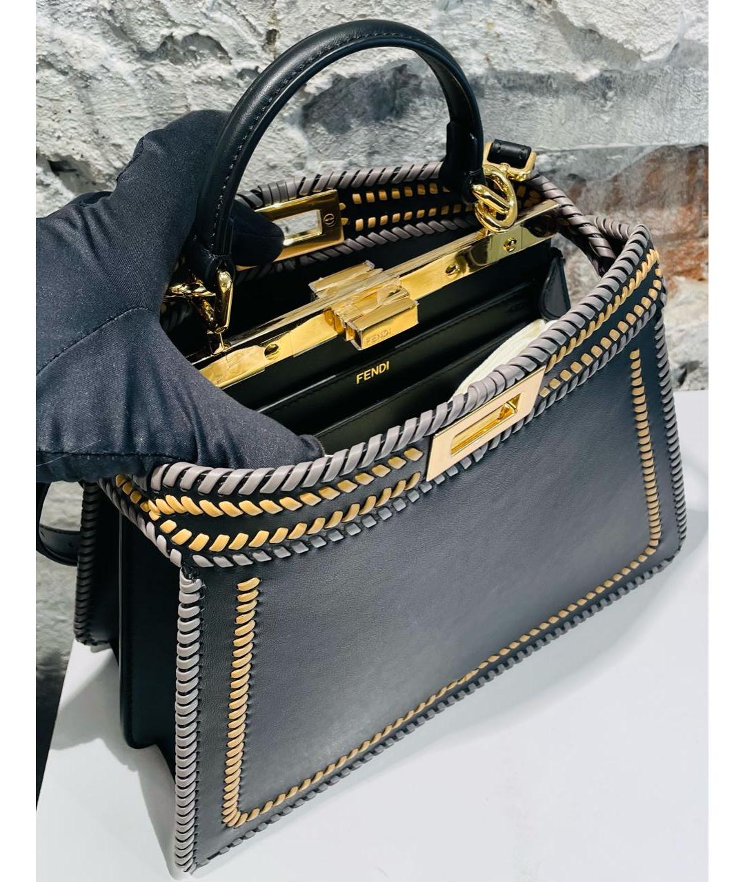 FENDI Темно-синяя кожаная сумка через плечо, фото 4