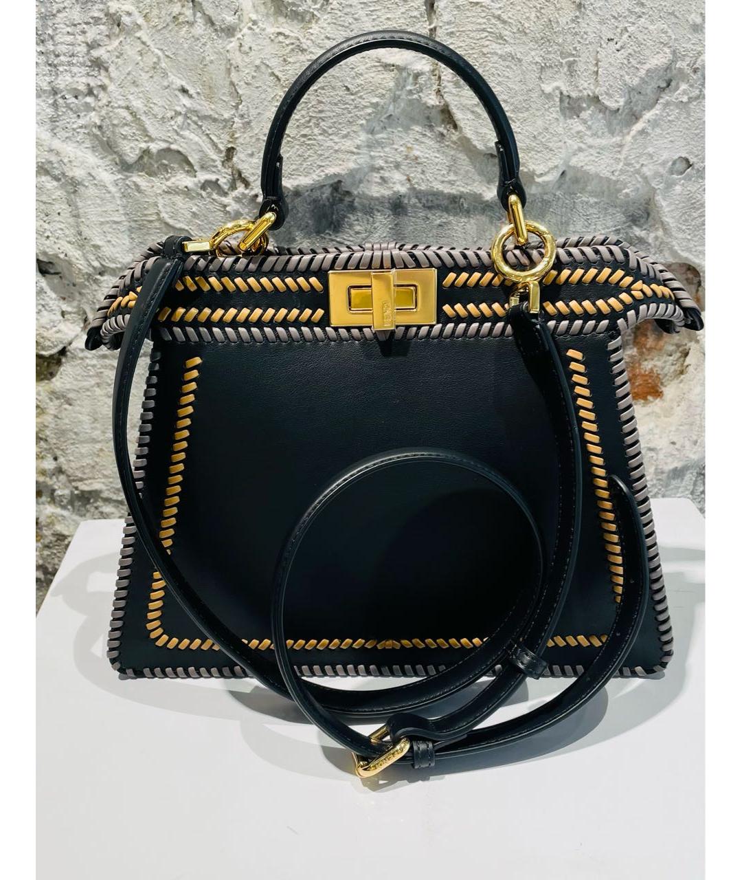 FENDI Темно-синяя кожаная сумка через плечо, фото 3