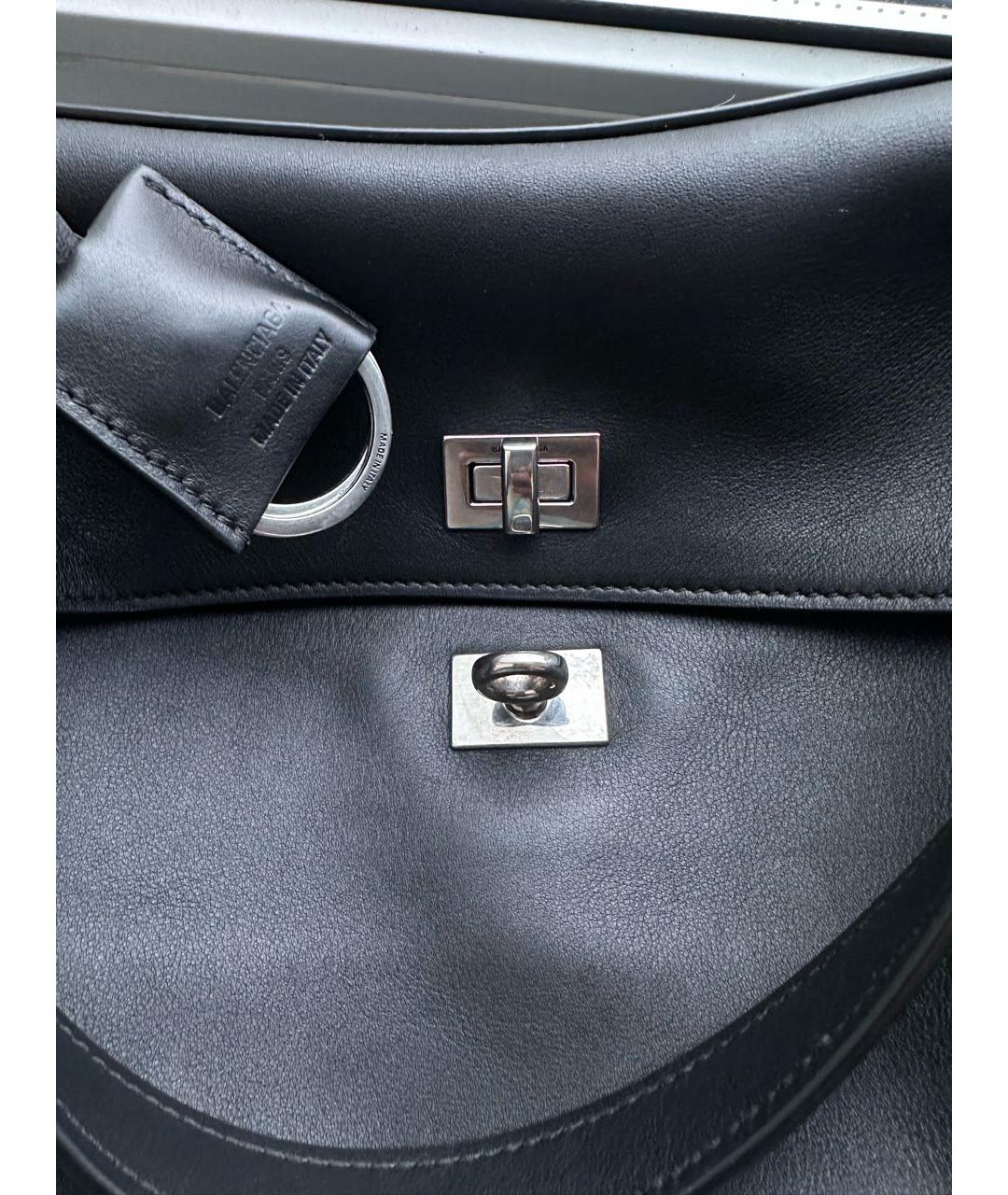 BALENCIAGA Черная кожаная сумка тоут, фото 6