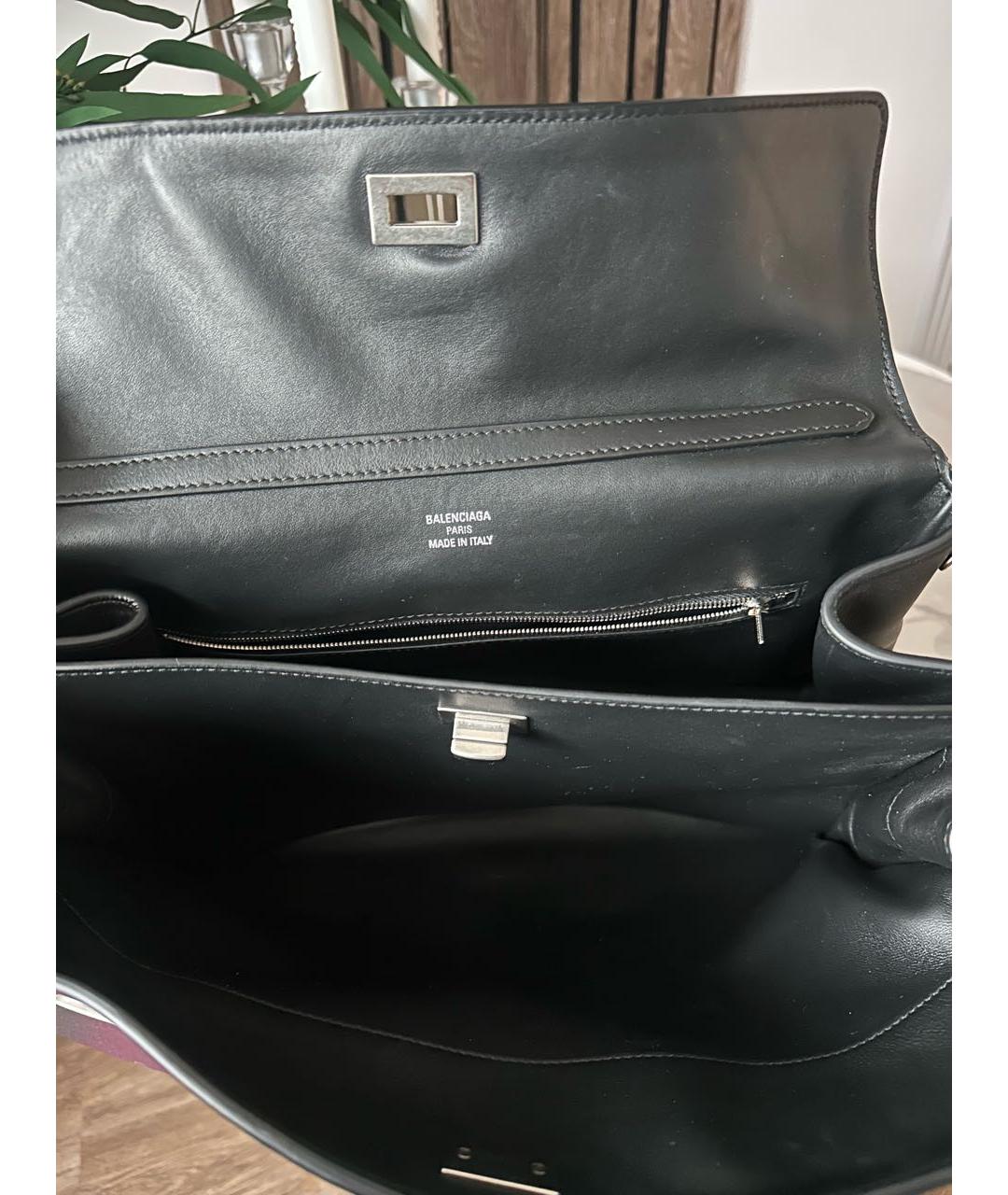BALENCIAGA Черная кожаная сумка тоут, фото 4