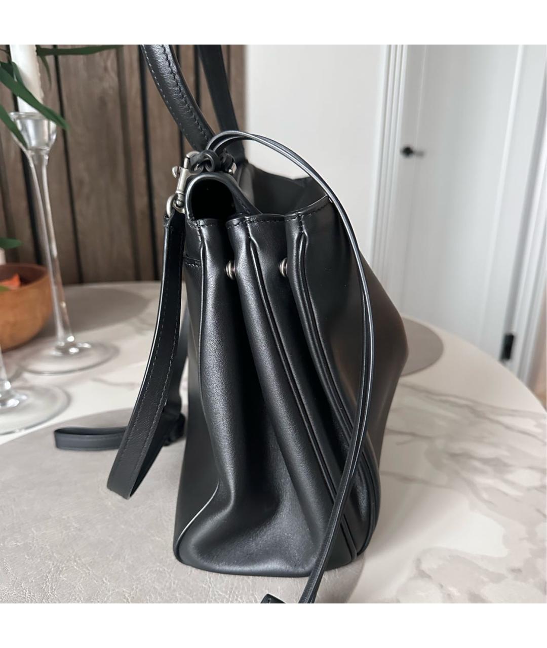 BALENCIAGA Черная кожаная сумка тоут, фото 7