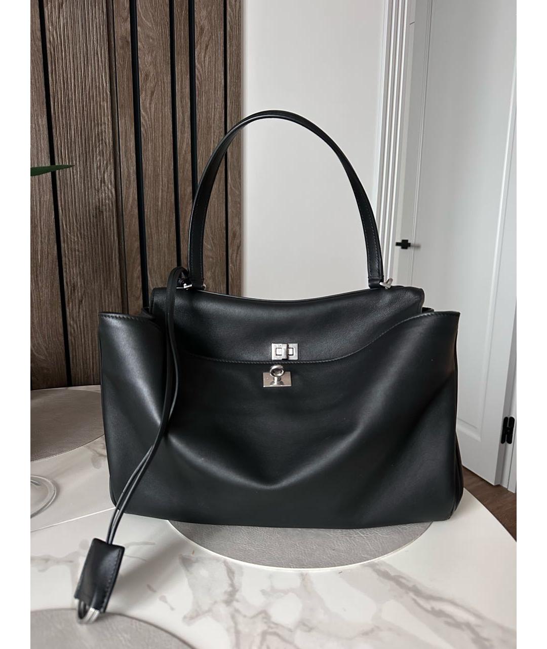 BALENCIAGA Черная кожаная сумка тоут, фото 8