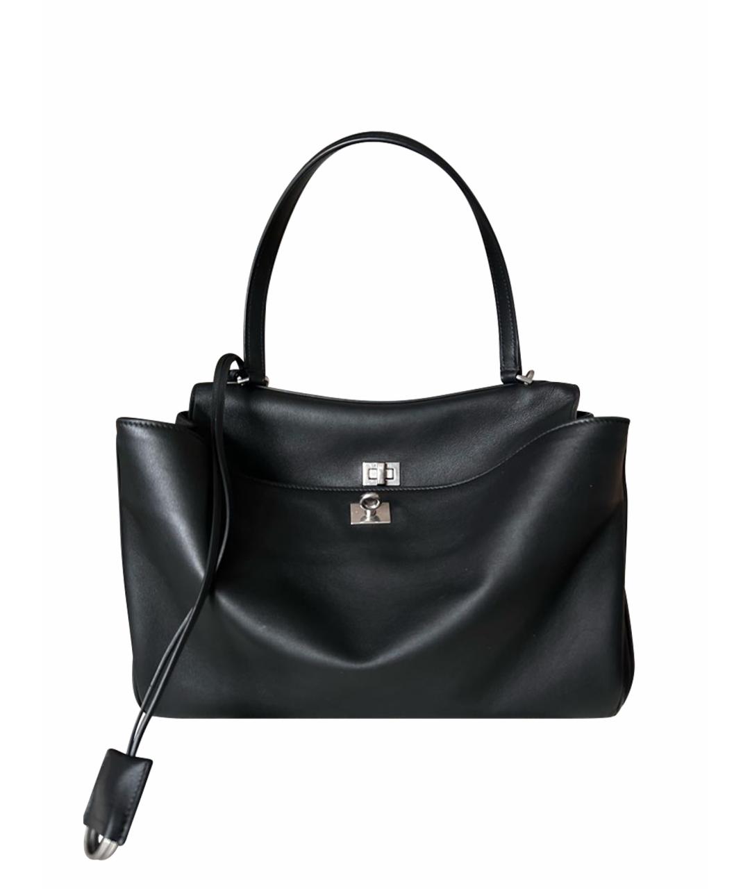 BALENCIAGA Черная кожаная сумка тоут, фото 1