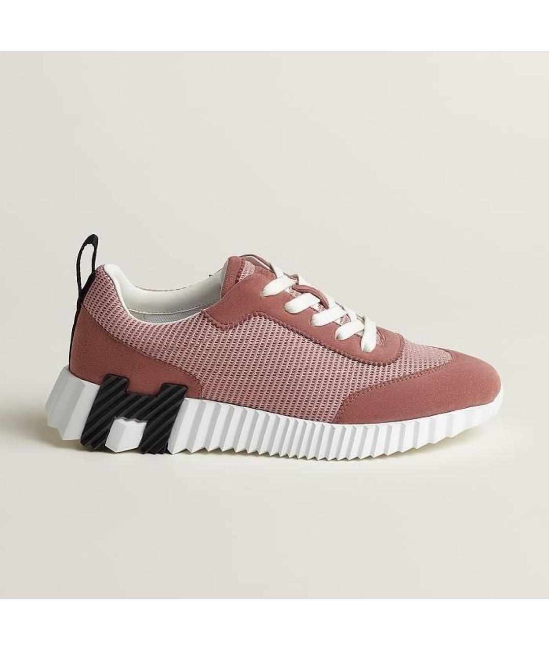 HERMES Коралловые текстильные кроссовки, фото 8