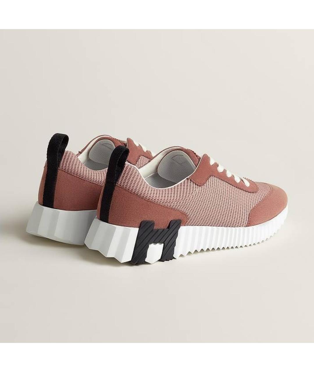 HERMES Коралловые текстильные кроссовки, фото 4