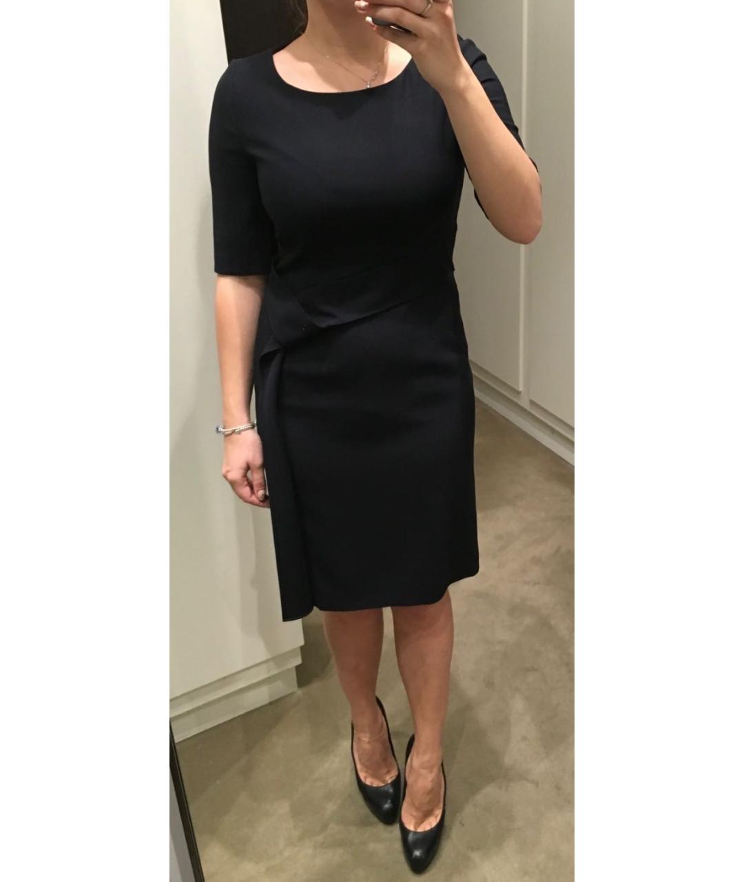 HUGO BOSS Темно-синее шерстяное повседневное платье, фото 8