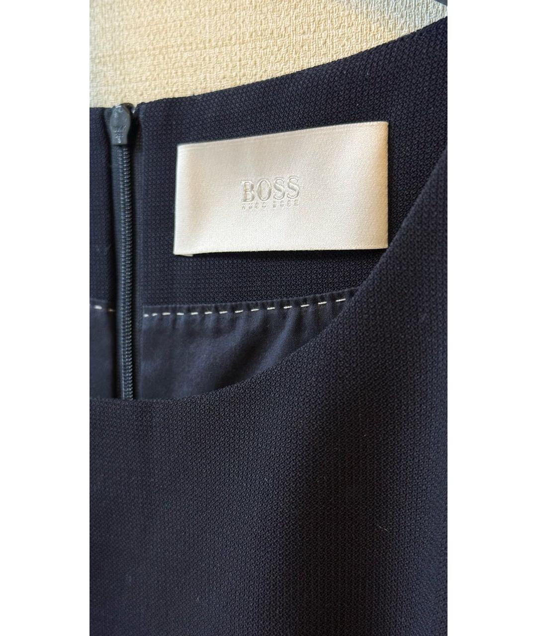 HUGO BOSS Темно-синее шерстяное повседневное платье, фото 3