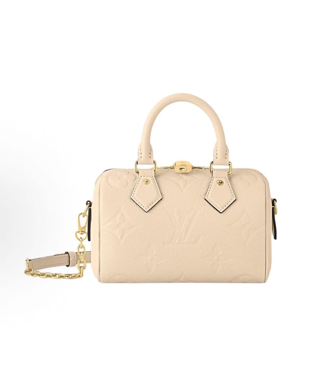 LOUIS VUITTON Бежевая кожаная сумка через плечо, фото 7