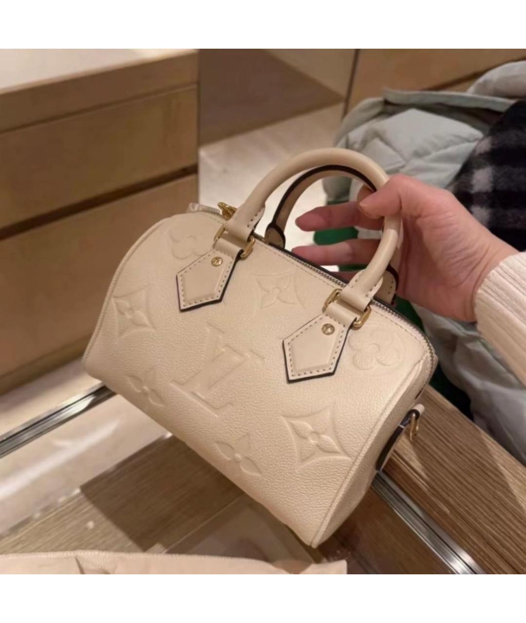 LOUIS VUITTON Бежевая кожаная сумка через плечо, фото 6